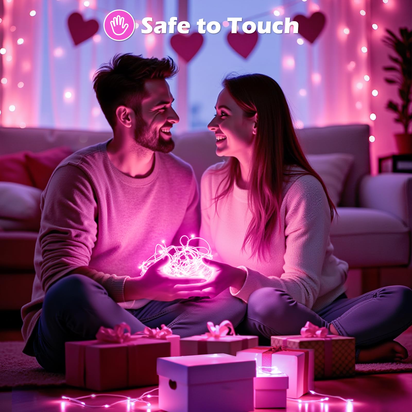 5 Pack Fairy Lights Battery Operated, 7 Feet 20 Led String Lights With Timer, Waterproof Firefly Lights On Silver Wire For Home Party Wedding Christmas Decorations, 6 Hours On/18 Hours Off, Pink