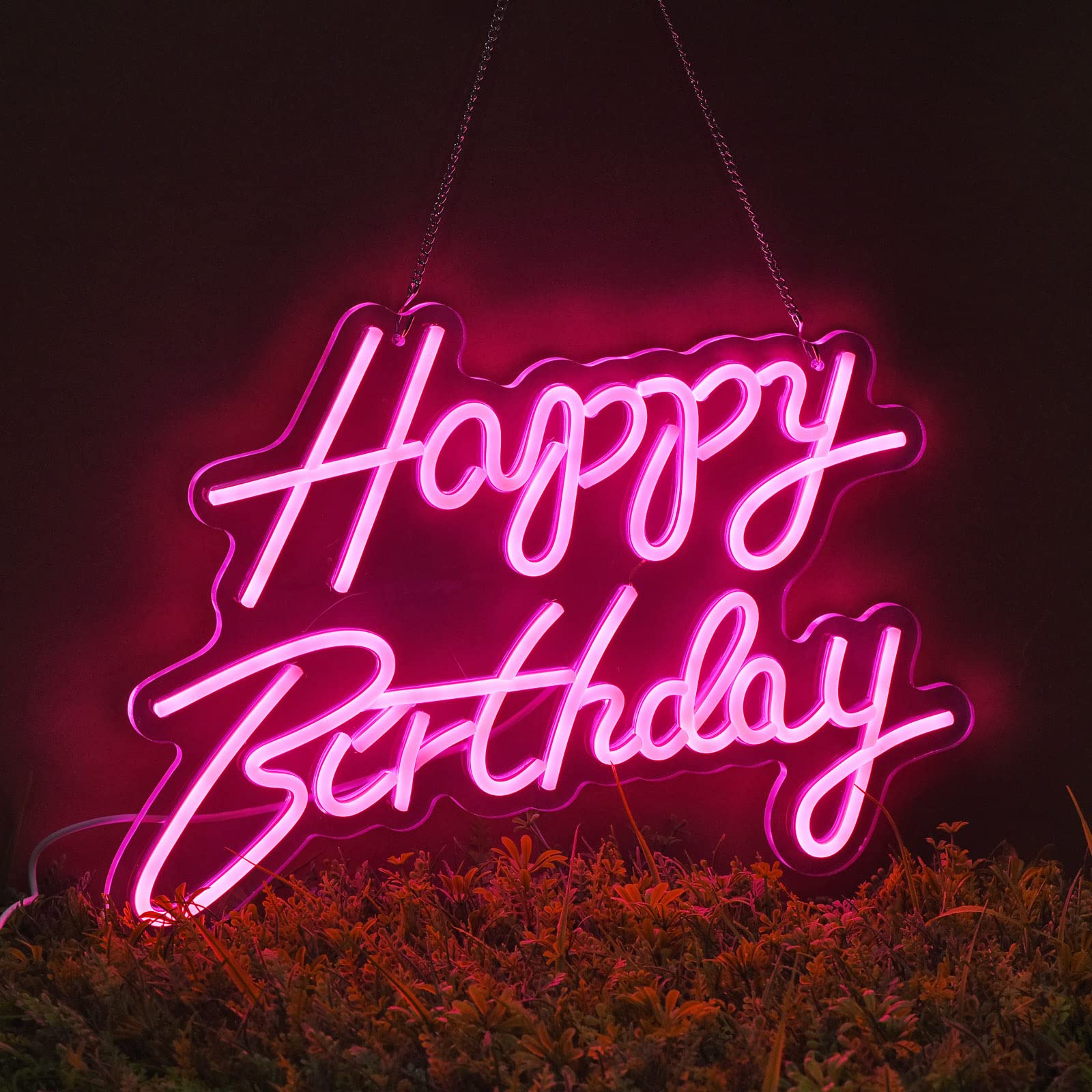 Neonhonba Happy Birthday Neon Sign, Dimmable, 17x12 inches, Pink