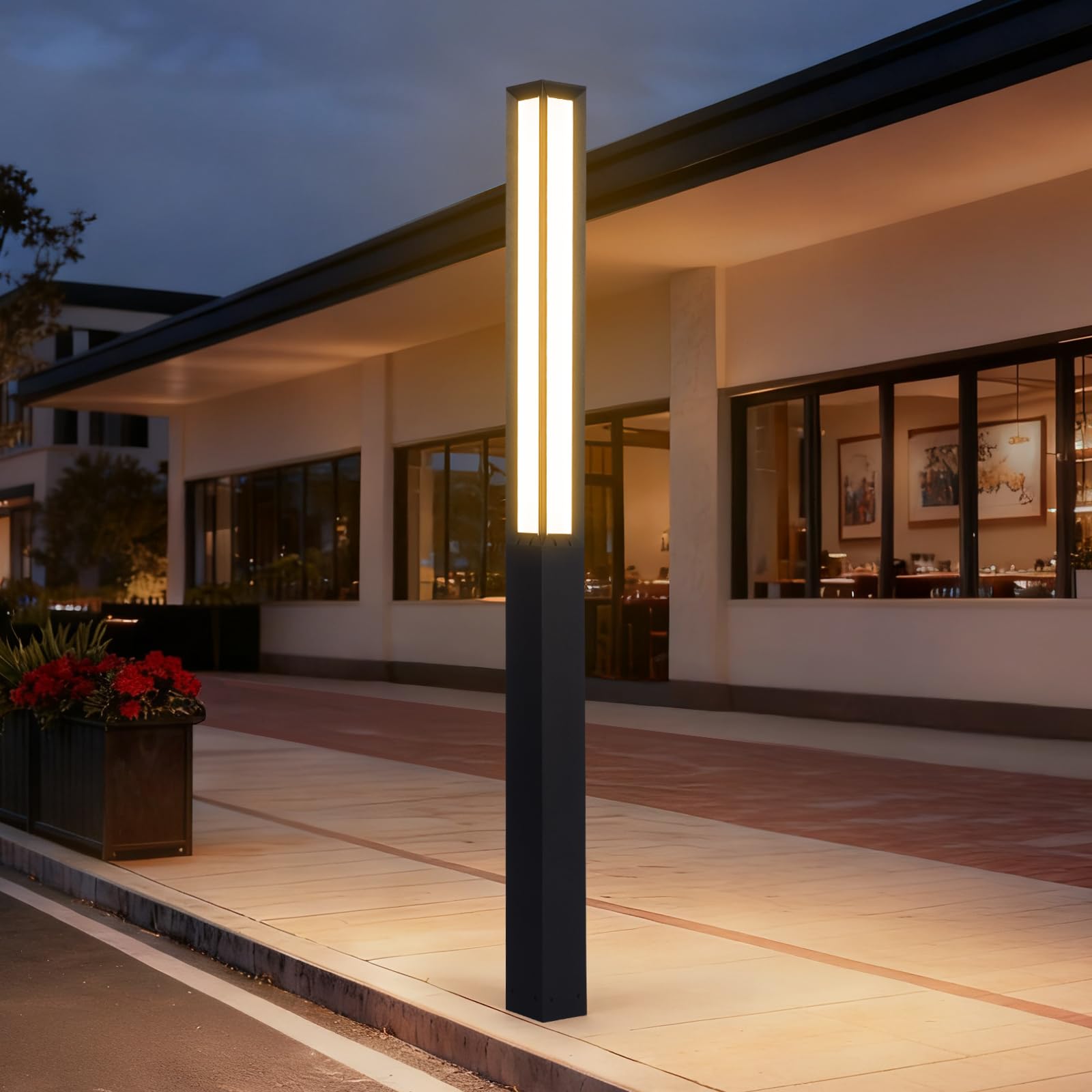 MVBT Path Light, 92 Pathway Lights, Wired Outdoor Modern Landscape LED Bollard Driveway Lighting, IP65 Waterproof Aluminum High 