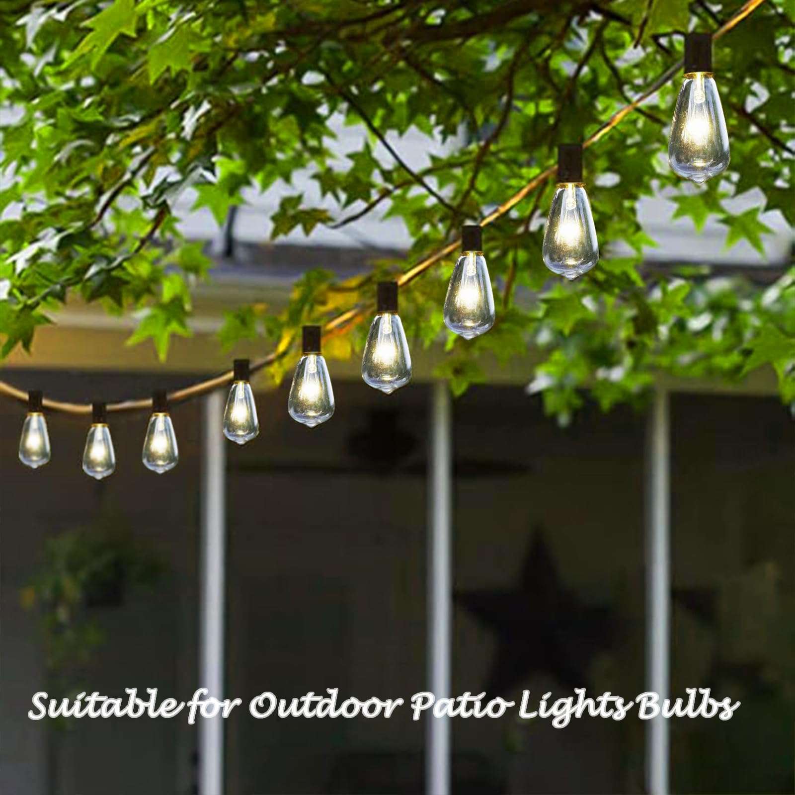 Jasneniebo 10-Pack Edison Replacement Bulbs, 7W E12/C7 ST38 Clear Glass for Outdoor String Lights