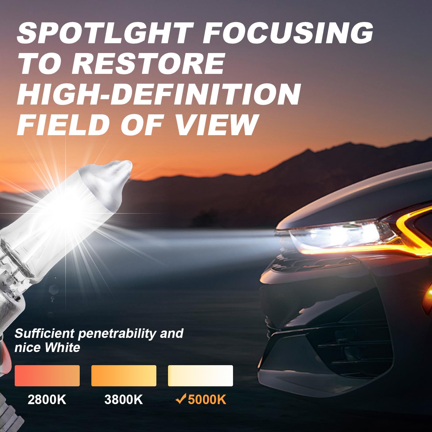 Safego 9006 Halogen Headlight Bulb, 12V 55W, 5000K, 2 PCS, Auto Car Low High Beam Light for Fog Light Replacement