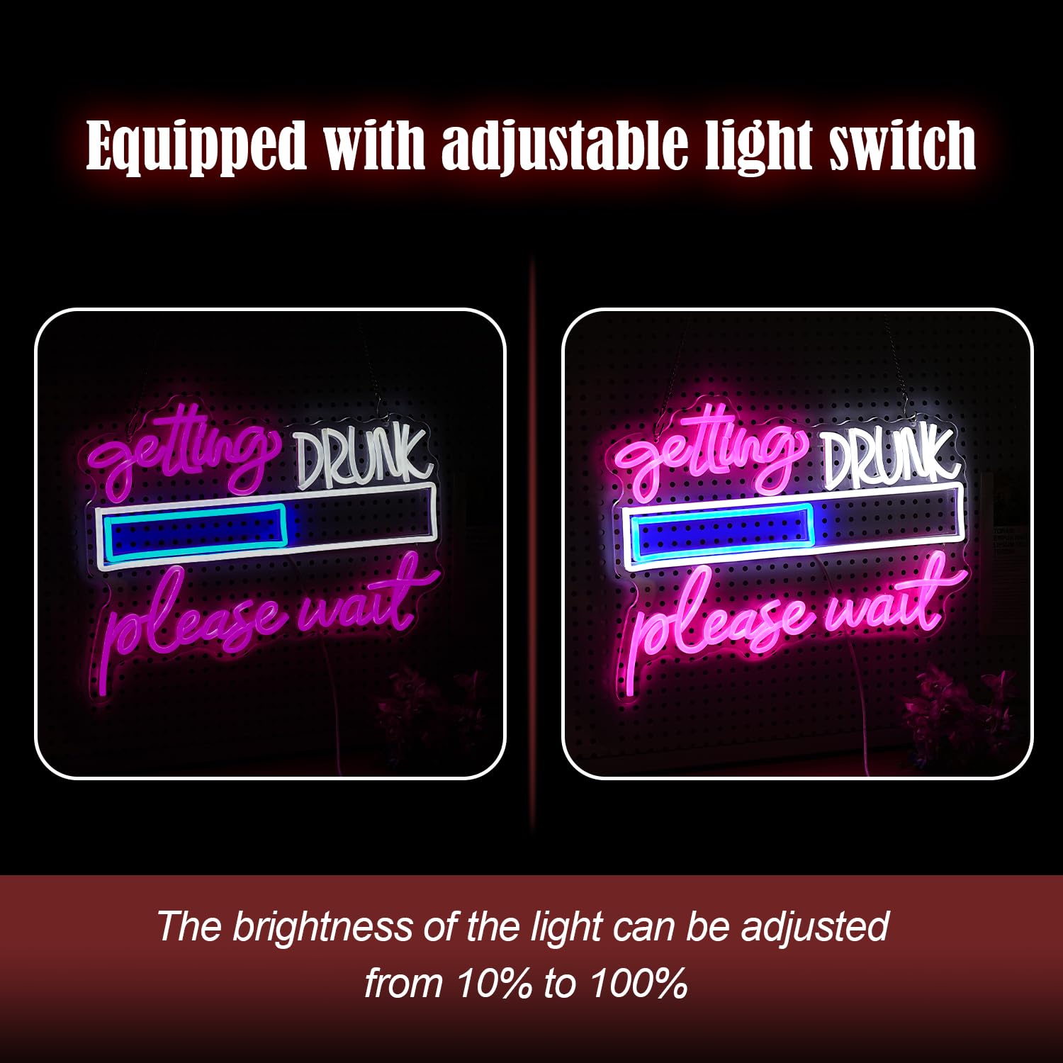 LIUOZHTEA Neon Sign - Dimmable LED Wall Decor, 16.7x12.8in, Acrylic, Pink White Blue, USB Powered for Pub, Home Bar, Restaurant