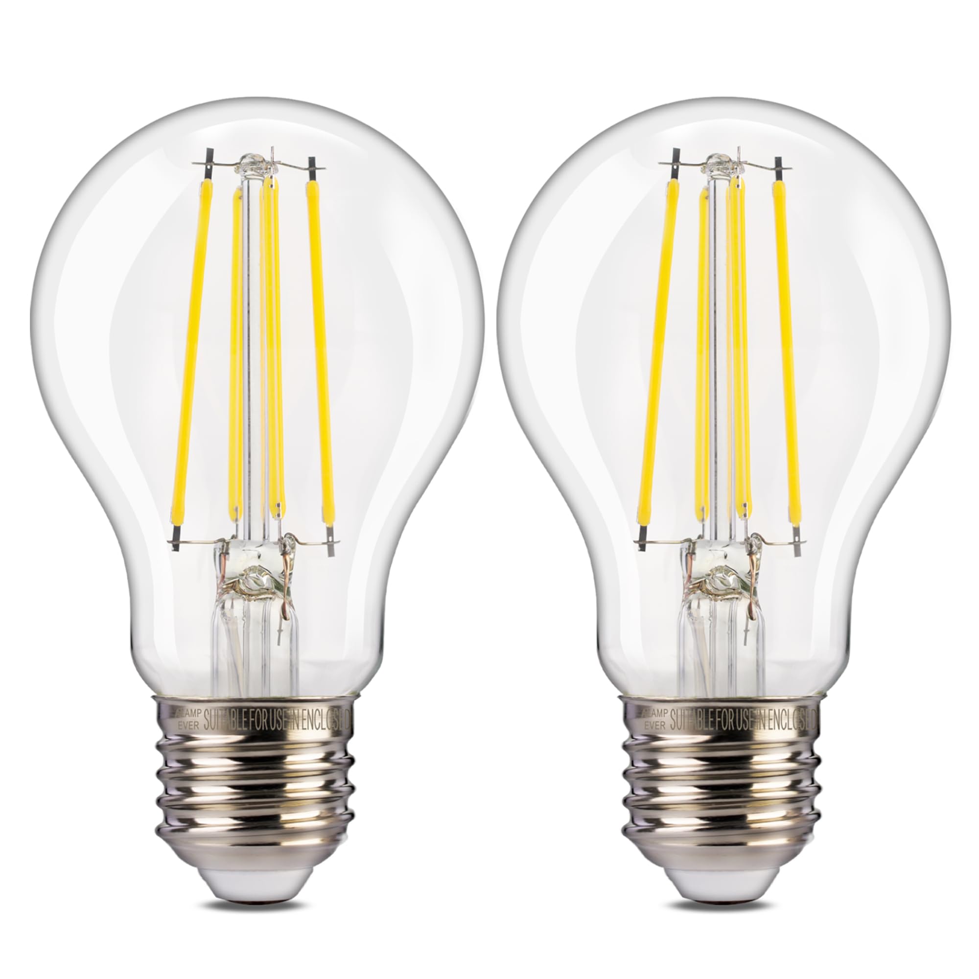 ALAMPEVER 1400LM Dusk to Dawn LED Outdoor Light Bulb, 2-Pack A19 LED Bulb 100W Equivalent, E26 Base, 5000K Daylight White, 8W Au