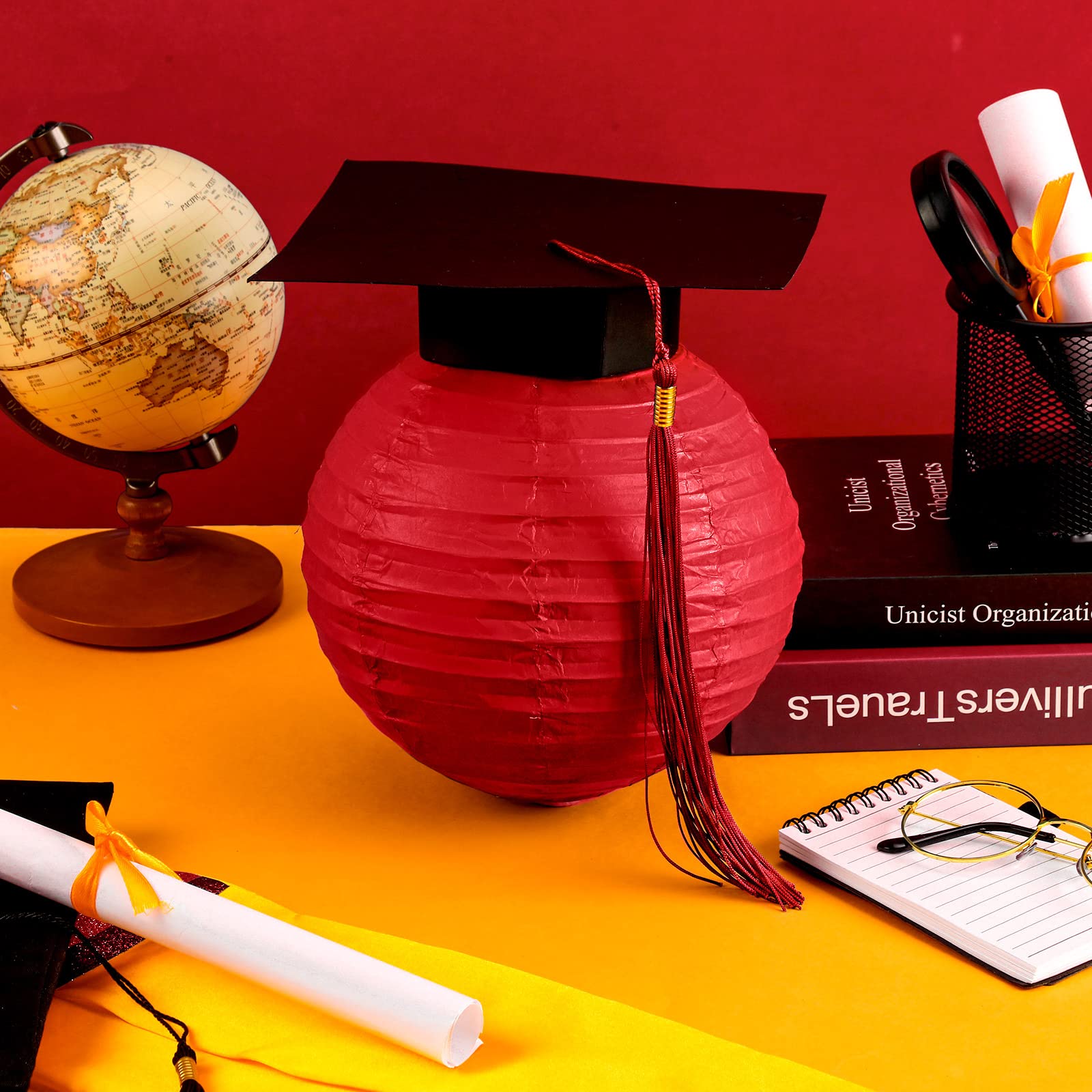 6 Pieces Graduation Cap Hanging Paper Lanterns Grad Cap Paper Lanterns Graduation Lanterns With Black Grad Hat Tassel Lanterns G