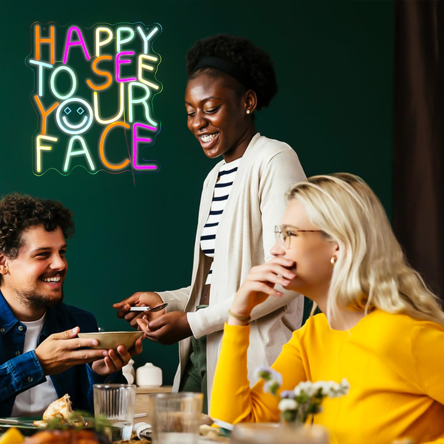 Led Happy To See Your Face Sign - Classroom Decor Inclusive Wall Decoration Welcome Gift Teacher Present For Primary Schools And Kindergartens - Birthday (14.212.6)