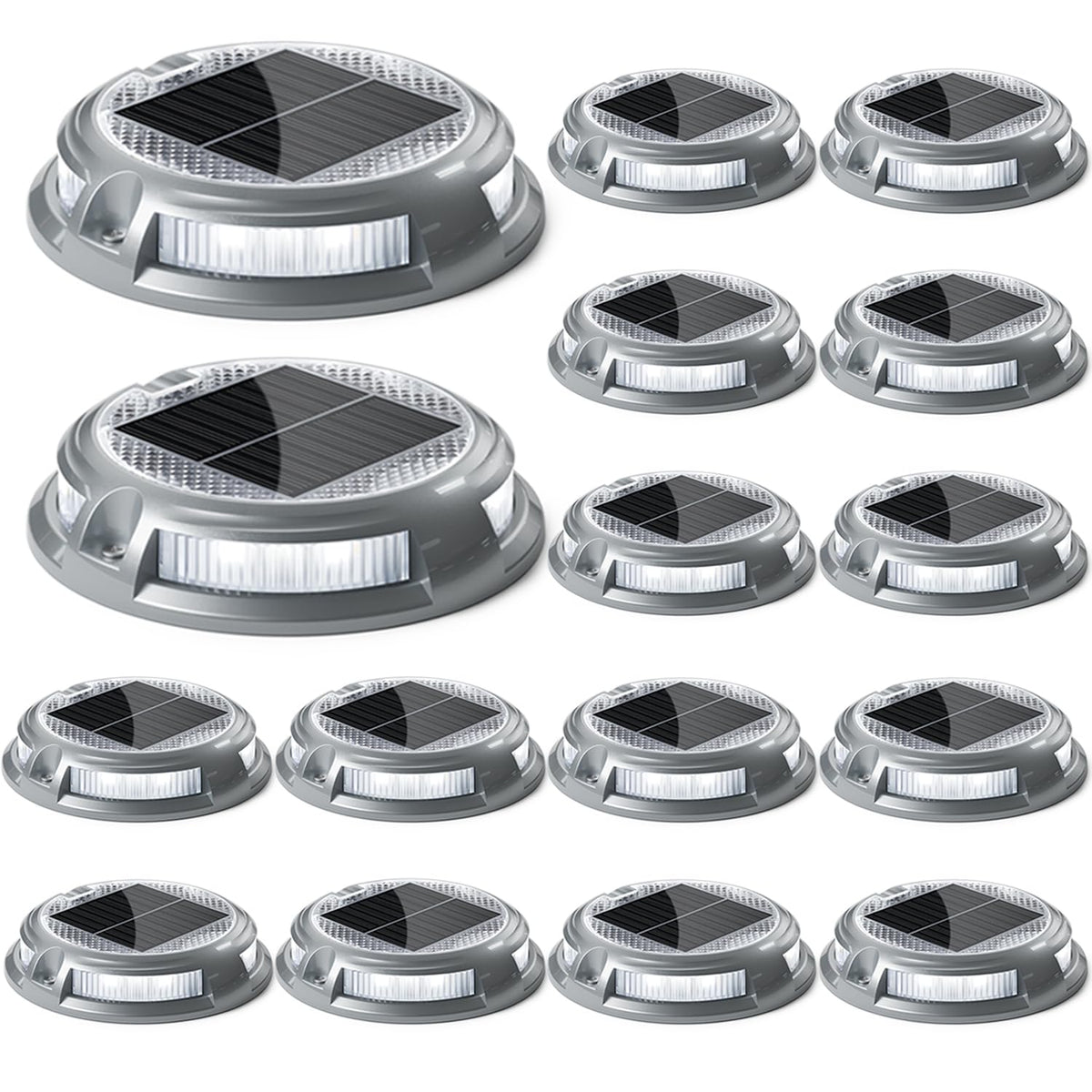 Siedinlar Solar Driveway Lights Outdoor 16 Leds 9 Modes, Dock Markers Deck Lights Waterproof Warning For Driveway Ground Step Wa