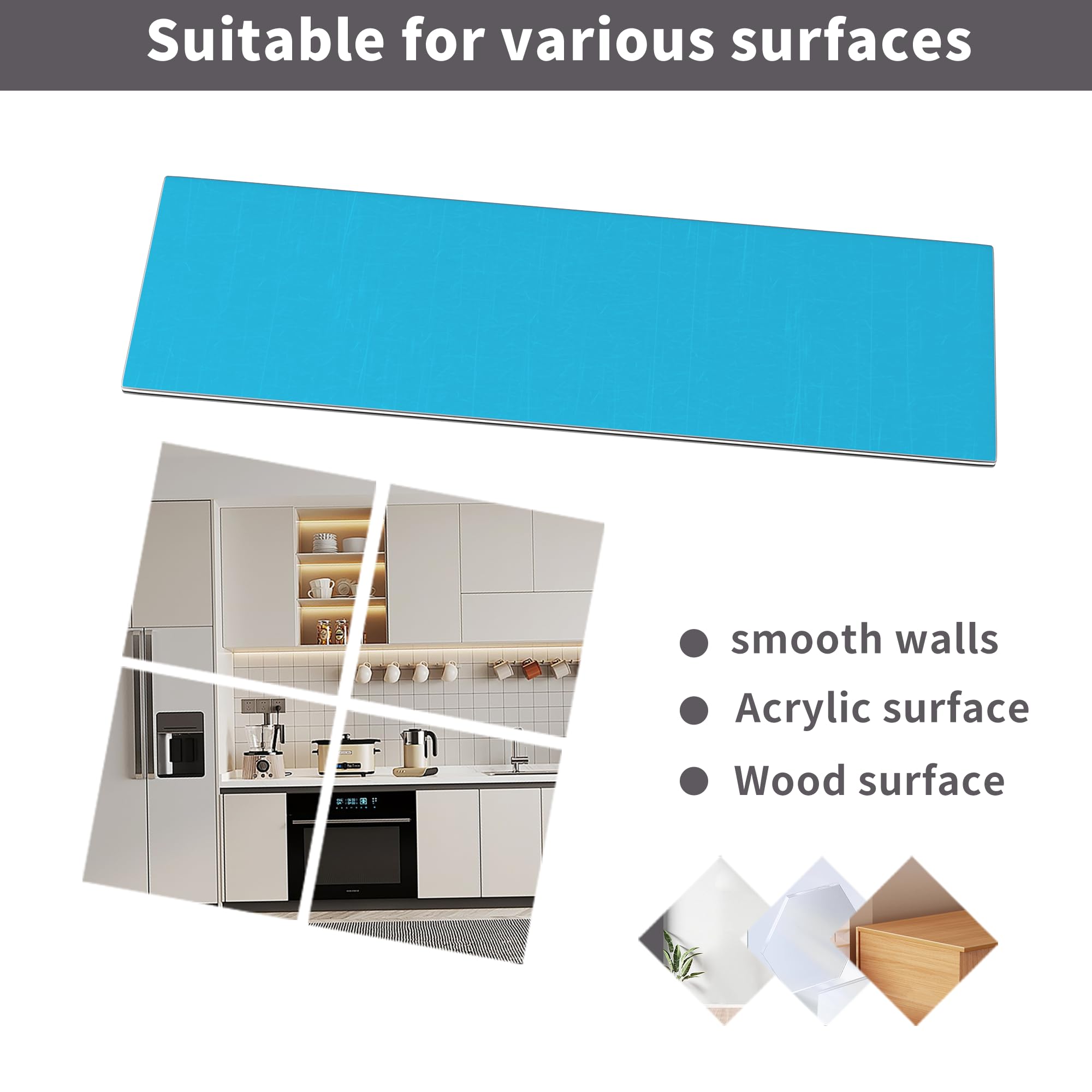 LIGHTULIFE Under Cabinet Magnetic Strips - 4 Set Adhesive Blue Iron Replacement, Model BL008