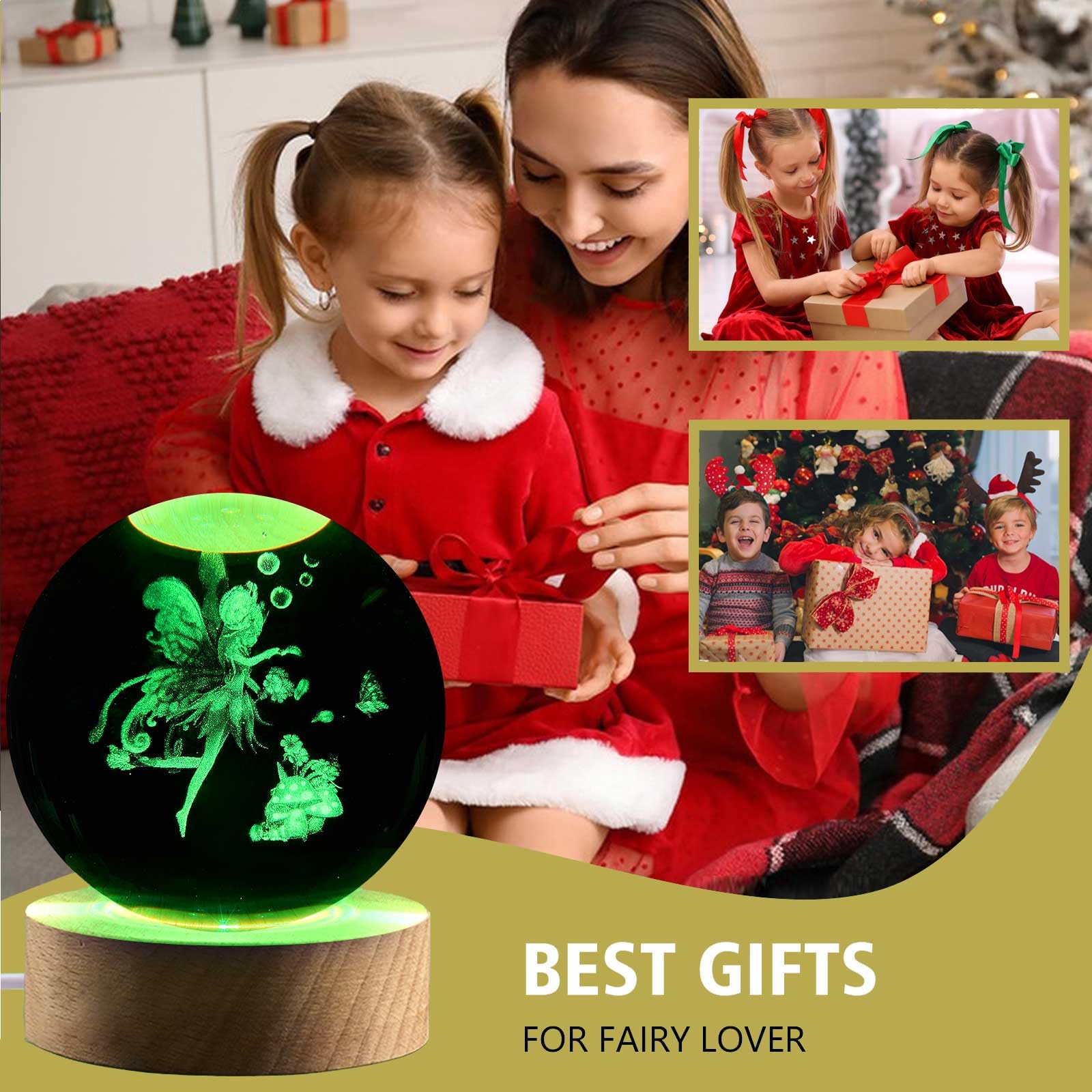 Shellvcase Fairy Gifts For Women Girls, 3.15In 3D Fairy Figurine Crystal Ball Lamp With Remote Control, Fairy Decor For Bedroom,