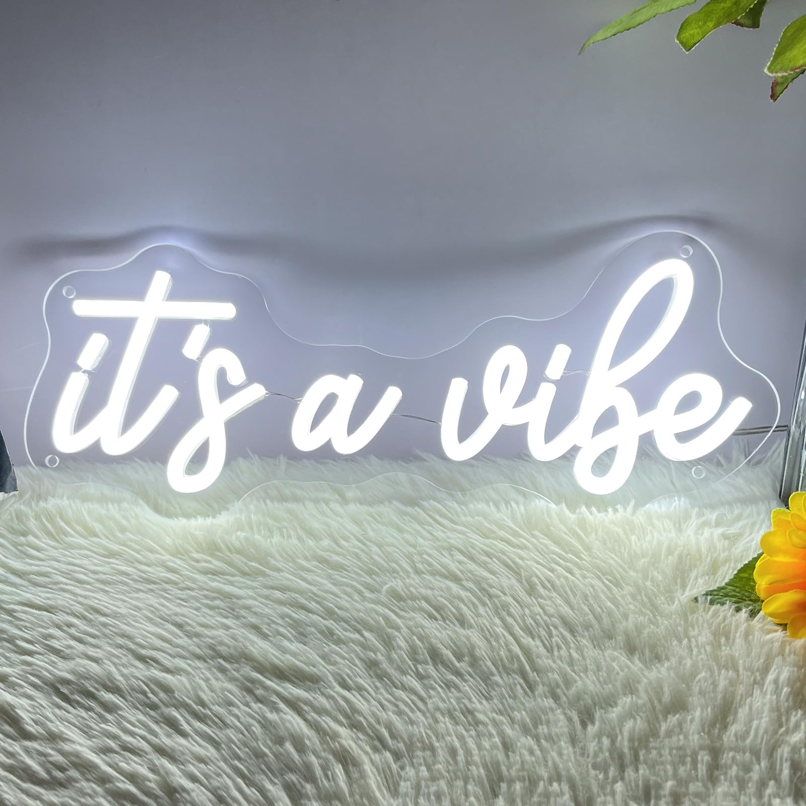 ItS A Vibe Neon Sign Led Neon Light For Wall Decor Usb Powered Three Adjustable Brightness Lights Up Sign For Home Birthday Party Decor Bedroom Decorations Christmas Gift 38Cm*15.5Cm