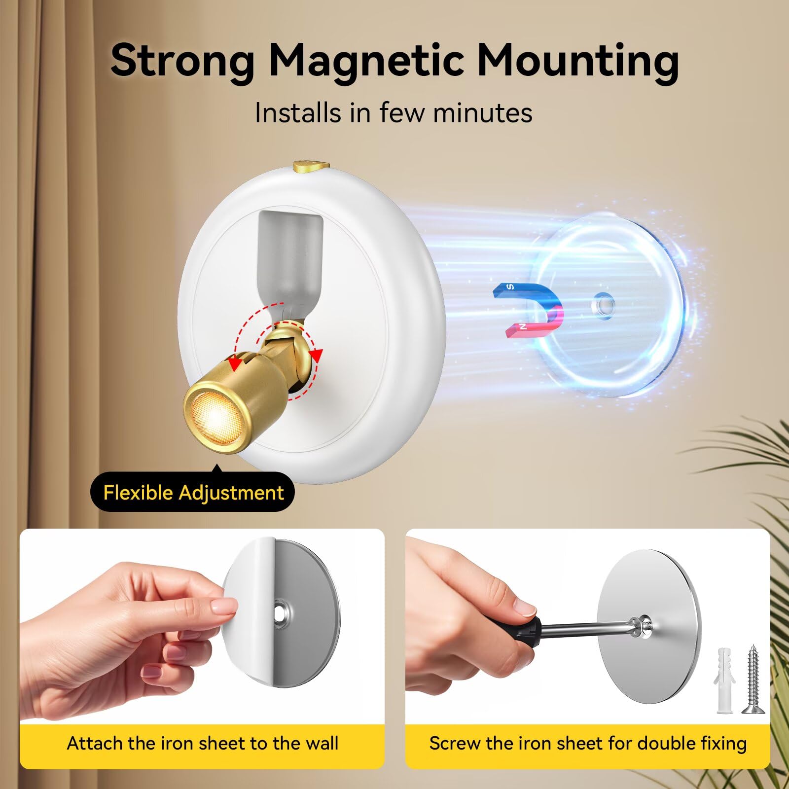 Ler0ktr Rechargeable LED Spotlight - Wireless Mini Accent Light with Timer Remote, 2 Pack, White, Model SL-BG-22