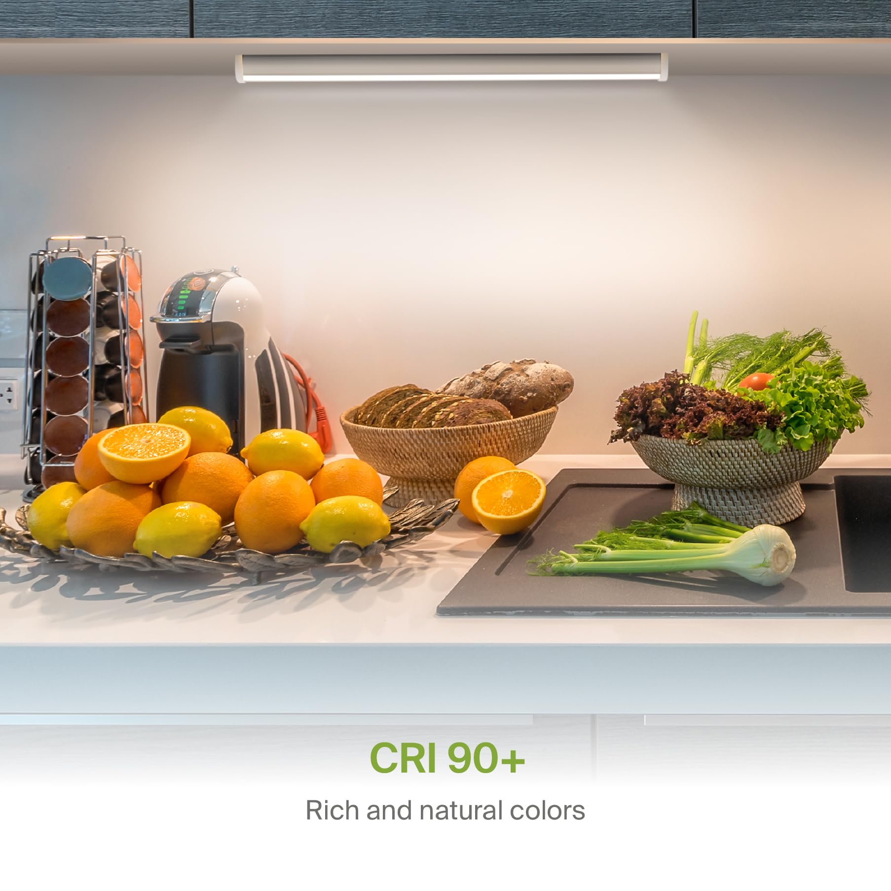 ASD LED Under Cabinet Lighting, Dimmable, 40 Inch, 3 Color Levels (2700K/3000K/4000K), Hardwired/Plug-in, Aluminum, White