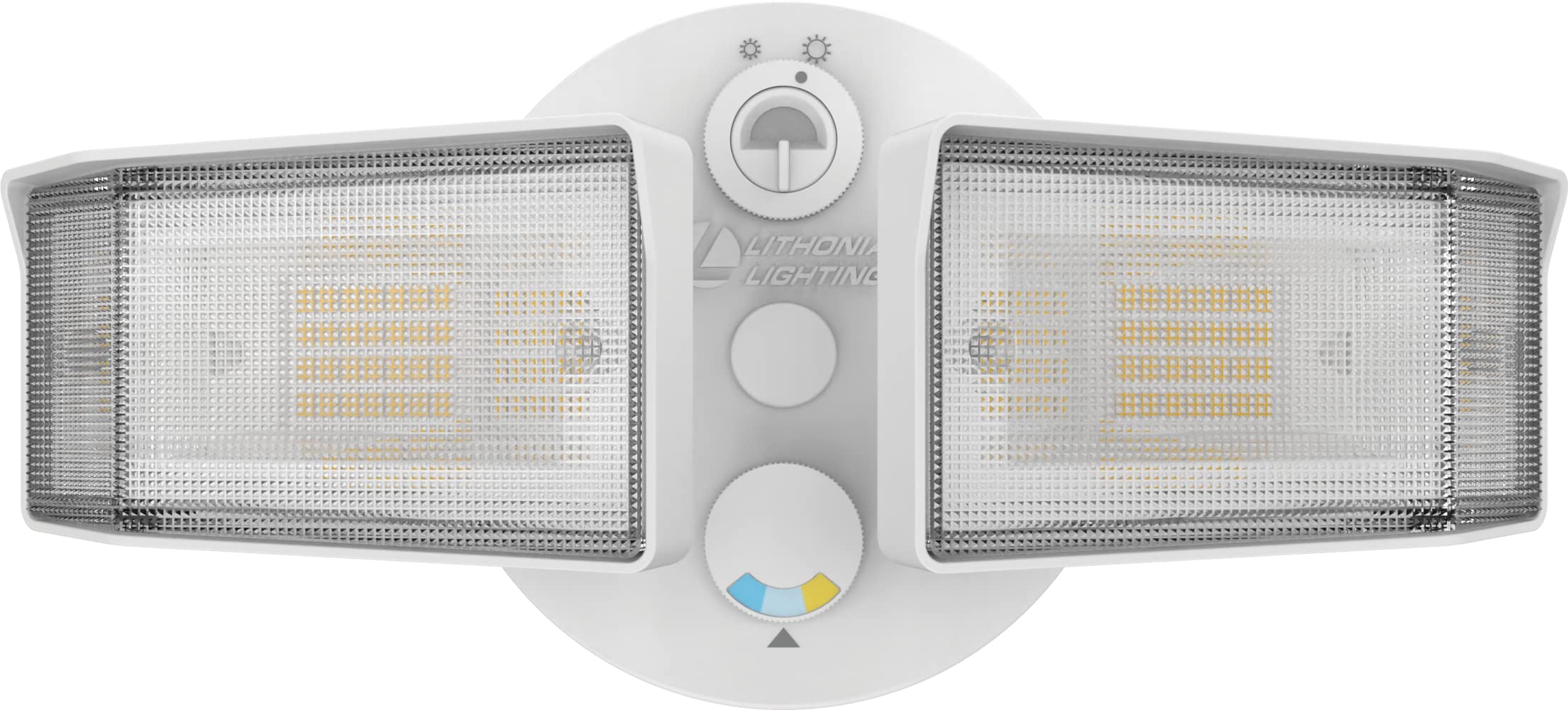 Lithonia Lighting HGX LED Outdoor Security Floodlight, 2-Lights, Adjustable Output, Switchable CCT, White, Aluminum