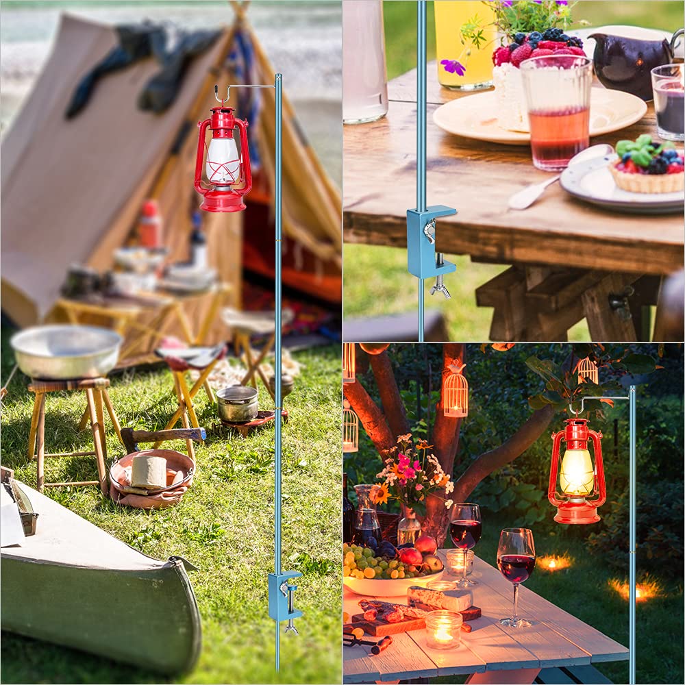 Wior Camping Lantern Stand  47 Inch Collapsible Aluminum Alloy Lamp Stand With Stake And Hook  Height Adjustable Lantern Pole Hanger For Outdoor Picnic  Fishing  Backpacking  Camping  Bbq - Navy Blue