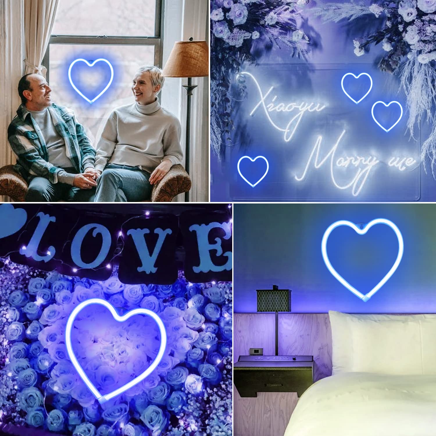 Heart Neon Signs Valentines Day Lights, Love LED Signs USB/Battery Operated Night Lights for Home, Wall, Mothers Day, Wedding, C