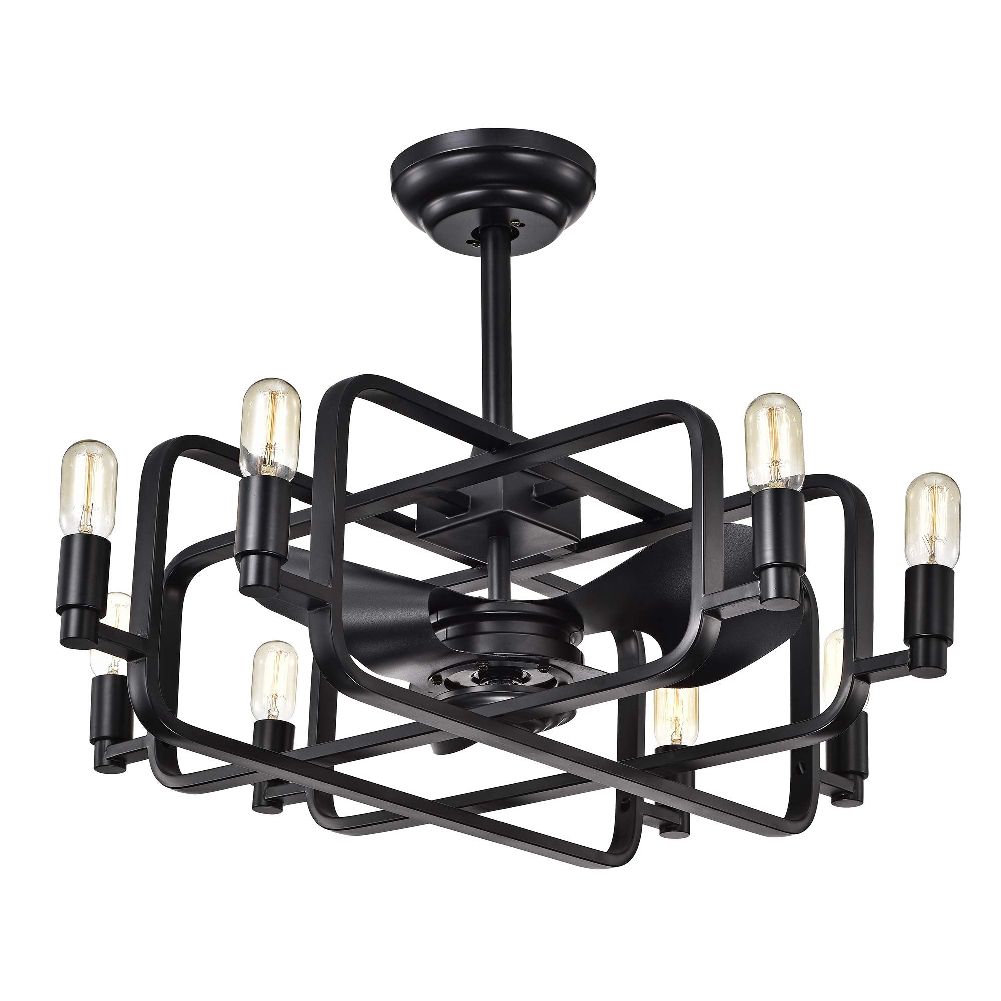 Warehouse of Tiffany CFL-8374REMO Ceiling Fan, Black, 32-inch, Includes Remote and Light Kit, 31.89 x 31.89 x 22.83 inches
