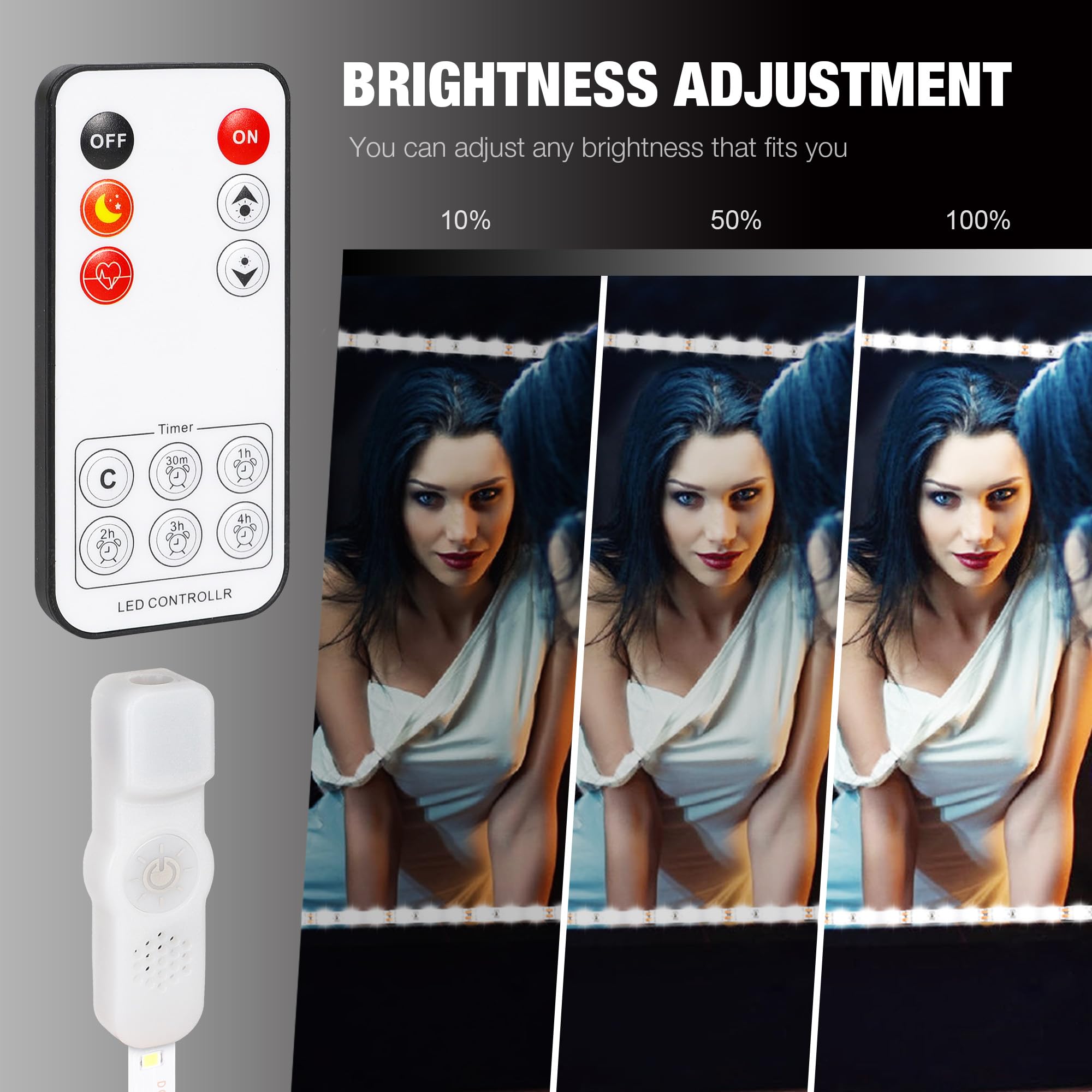ViLSOM LED Vanity Mirror Lights Kit, 13ft/4M, 240 LEDs, White, with Dimmer and Power Supply, Ideal for Makeup Tables