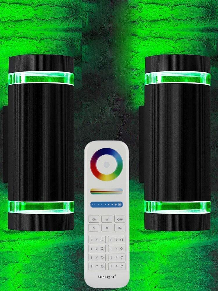 iYogaled RGB Color Changing LED Outdoor Wall Lights, 2700K-6500K, 9 Modes, Aluminum, 2 Pack, Model FUT106