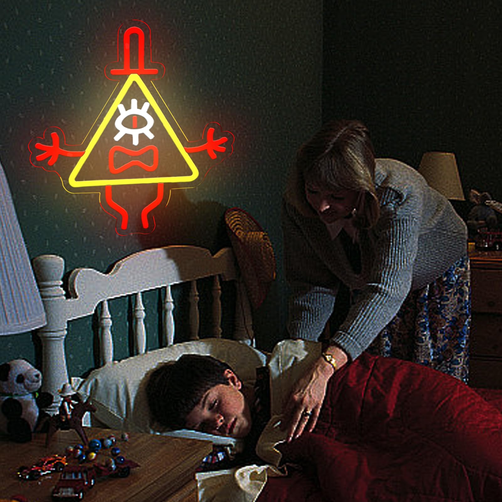 ASDGGBL Neon Sign - Gravity Falls Triangle Monster - Yellow Acrylic Wall Decor for Home, Bar, Cafe, Office, Dormitory