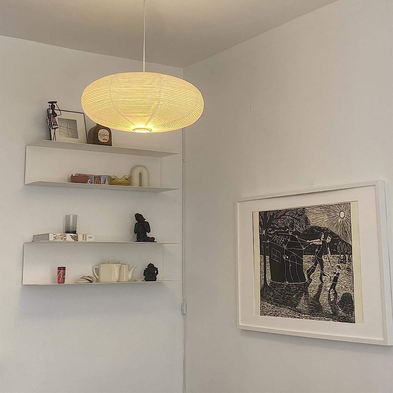 Topaaa White Oval Paper Lanterns - 19 Inch Hanging Lamp Shade, 2Pcs, Paper Material