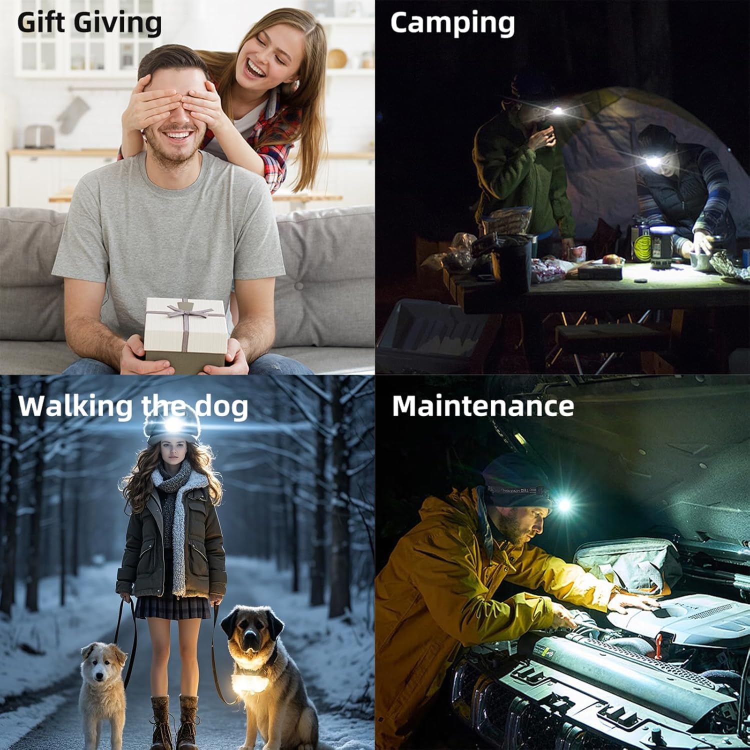 6 Pack Rechargeable Headlamp Flashlight, Led Head Lamp With White Red Light, Super Bright Usb-C Headlight Motion Sensor Head Lam