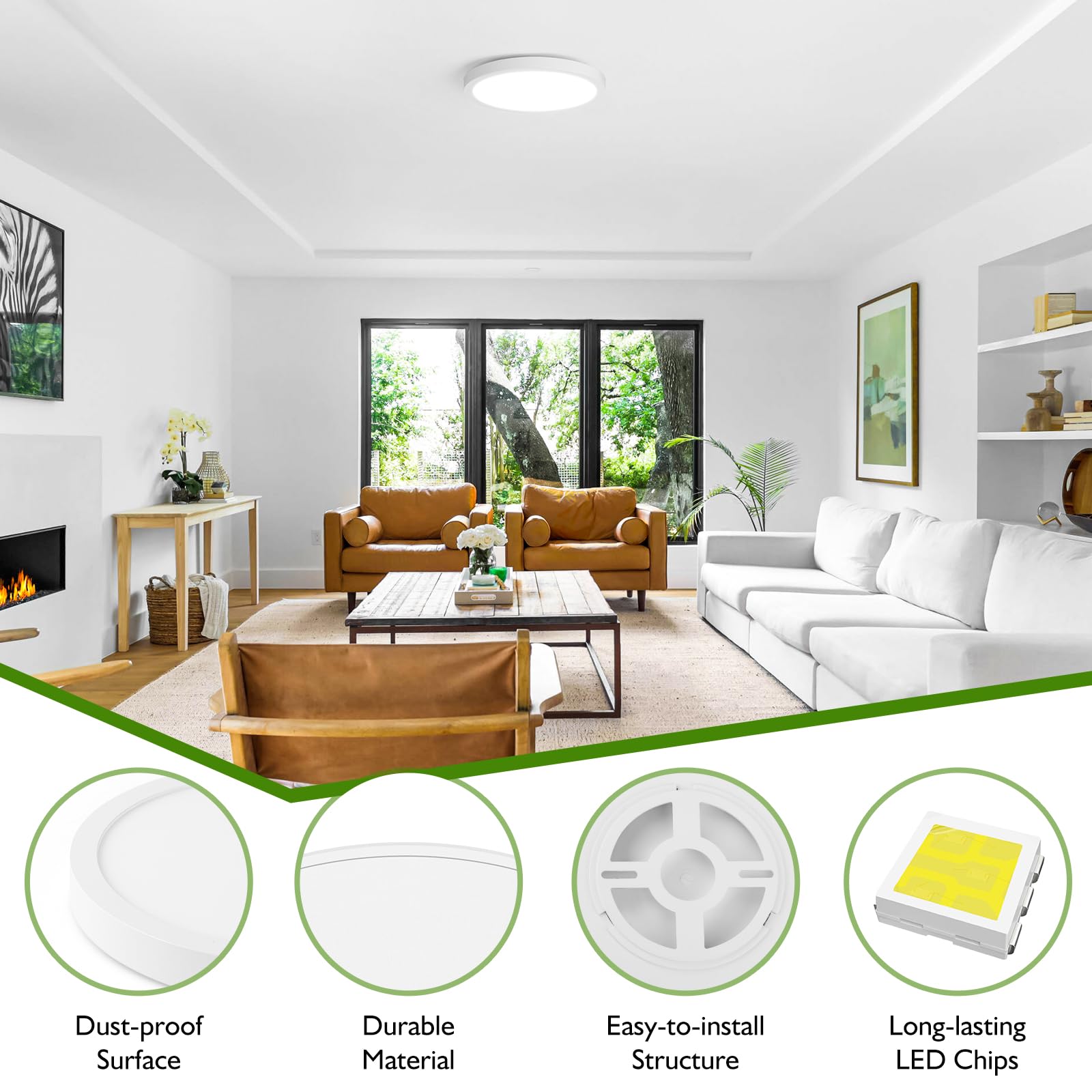 Flush Mount Ceiling Light Fixtures, 15W 1200Lm Flat Led Light For Ceiling Dimmable, 3Cct 3000K-5000K Light Color Adjustable, 7 I