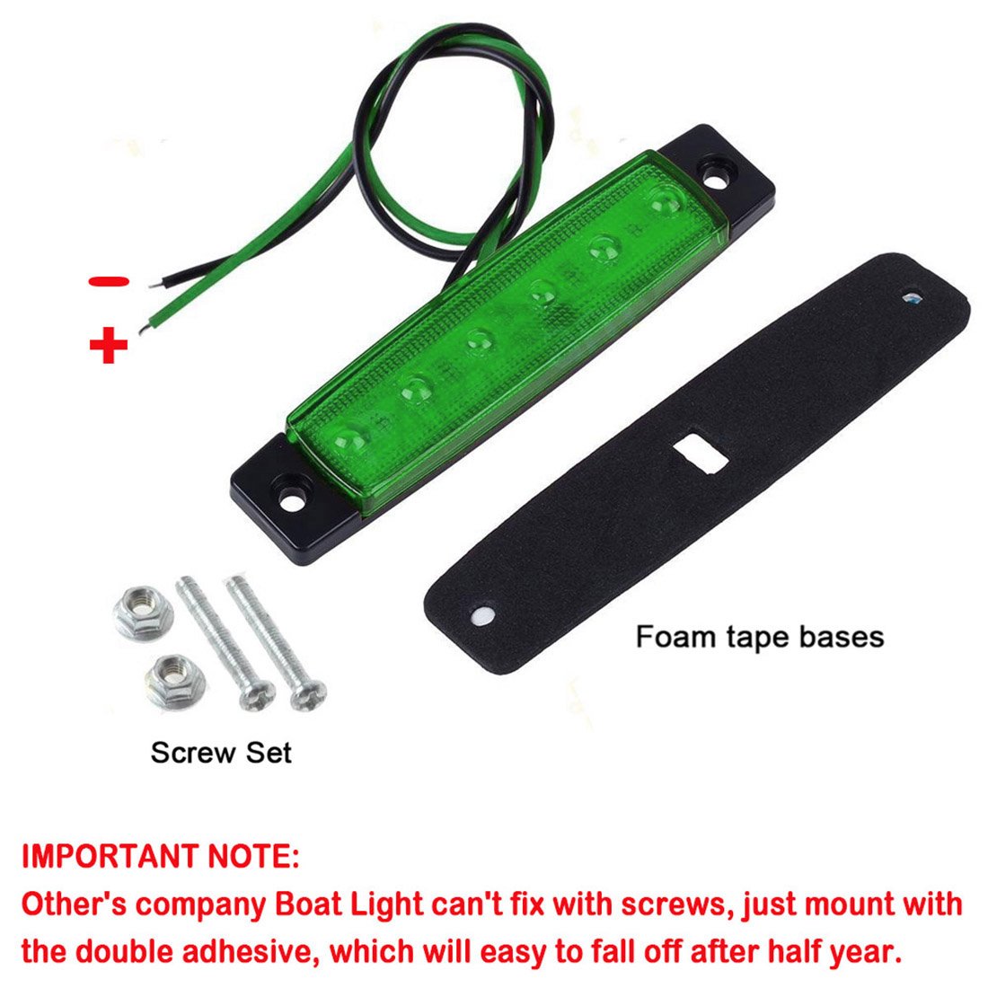 Shangyuan LED Strip Bar Lights - Green Utility Lighting, 2pcs ABS for Cockpit & Navigation (Model 3621938)