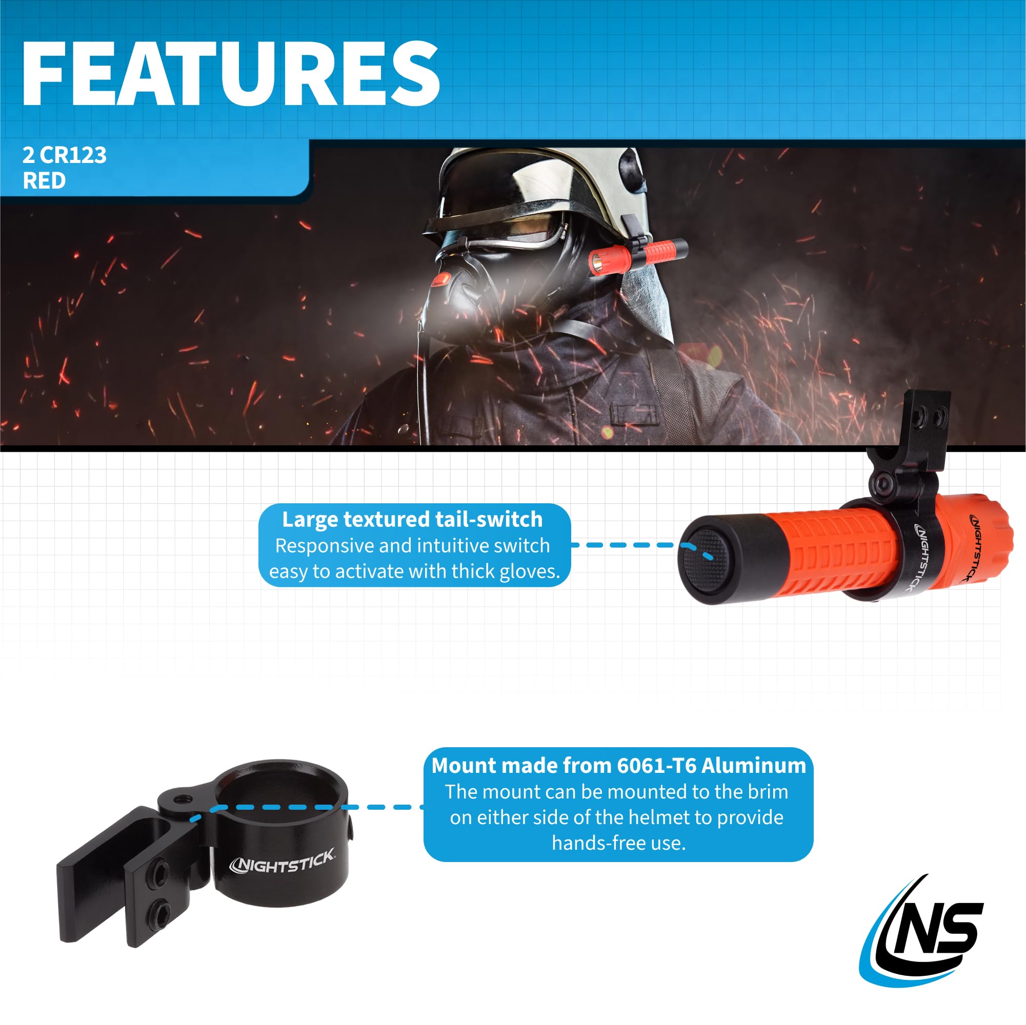 Nightstick Fdl-300R-K01 Tactical Fire Light With Multi-Angle Helmet Mount