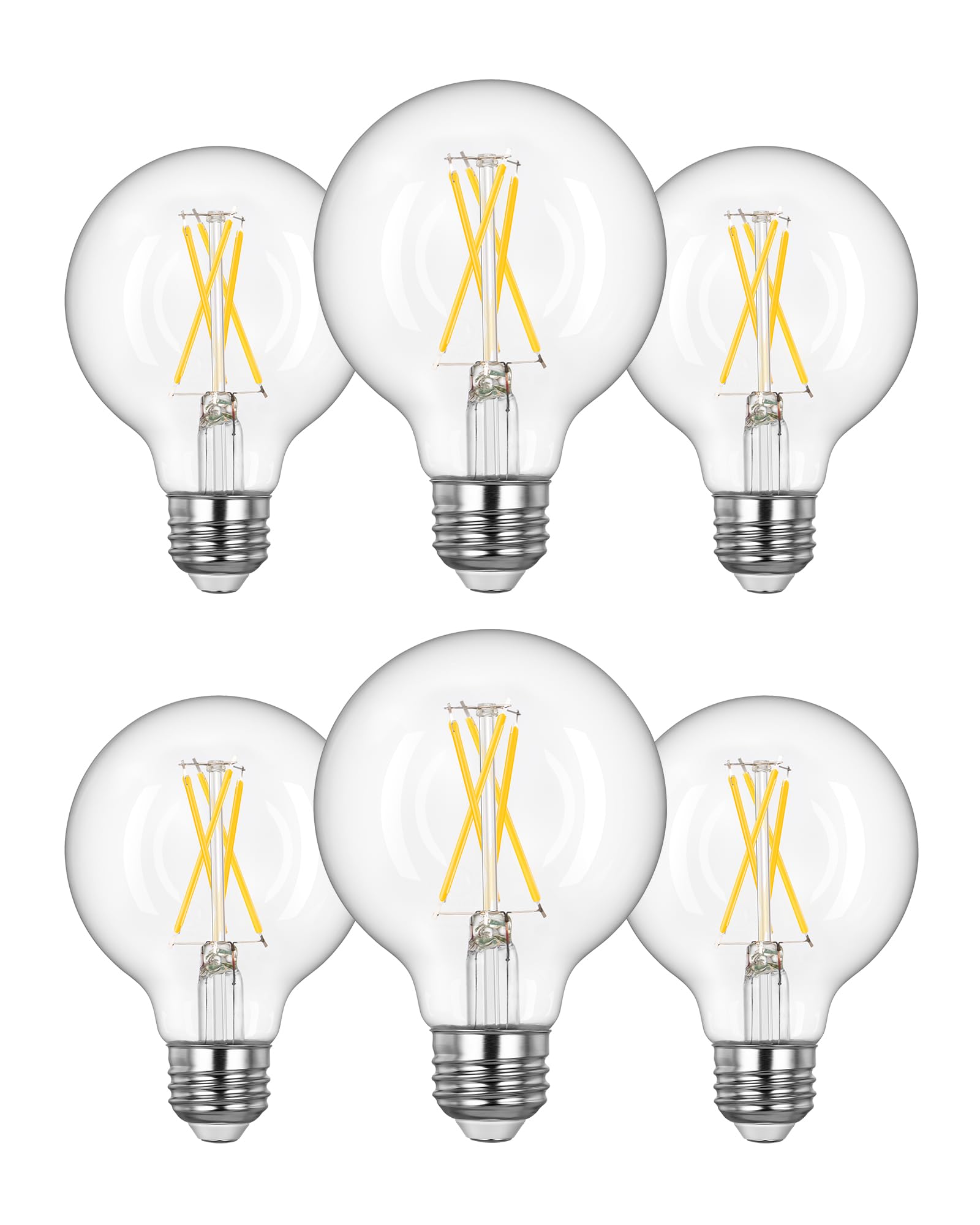 Edishine 6 Pack G25 Globe Light Bulbs, Dimmable Vintage Led Edison Bulbs, Cri90+ 5W Equivalent 60W, Clear Led Filament Vanity Li