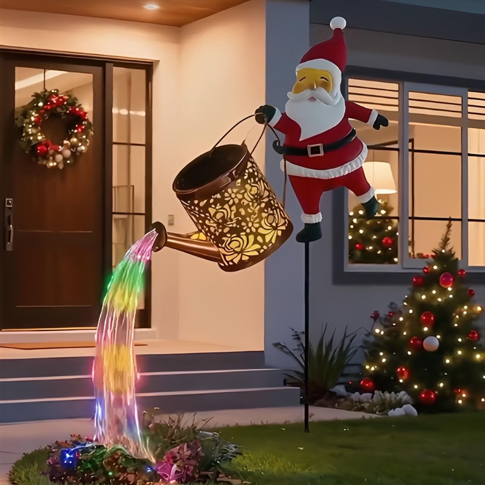 Christmas Solar Kettle Lights Garden Lawn Decorative Lights, Outdoor Hanging Solar Watering Can Lights, with LED for Backyard, L