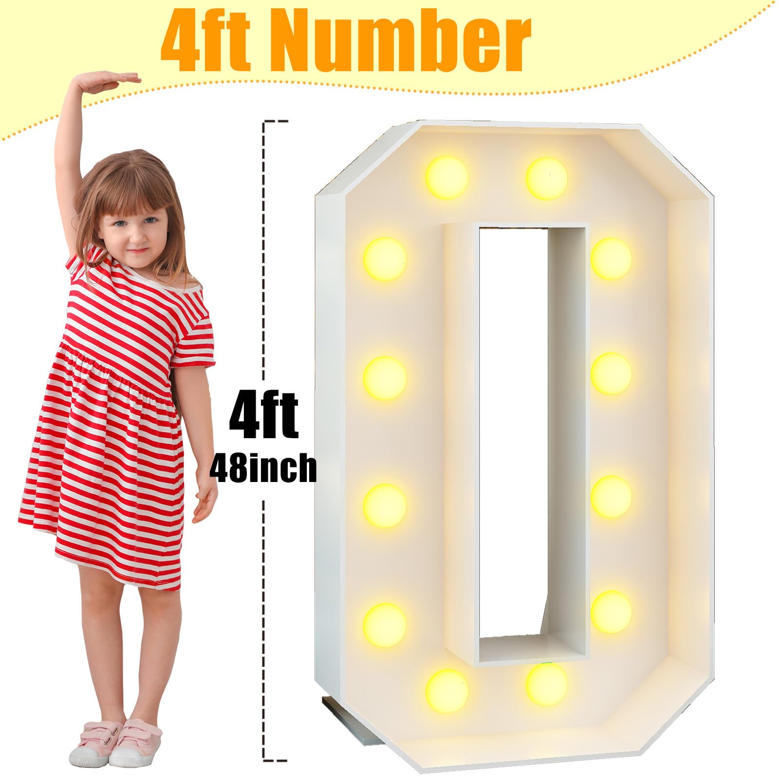 Light Up Number 0 White Large Marquee 4Ft Numbers With Lights Mosaic Frame With Slots Letter 0 For 0Th Birthday Party Decorations Pre-Cut Cardboard Giant Cut-Out Thick Foam Board 2025 Sign Graduation