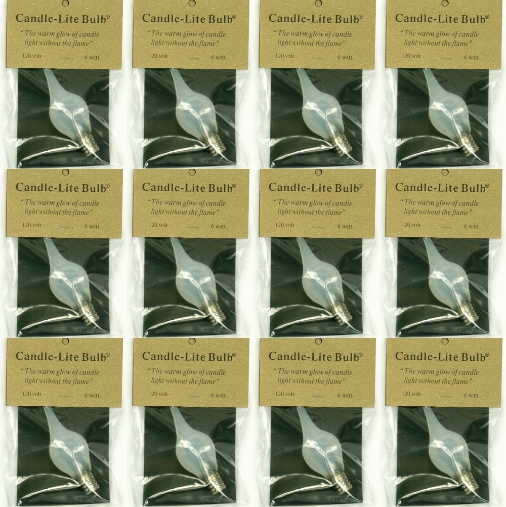 Flechllary Pack Of 12 6W Large White Candle-Lite Light Bulbs - Energy Efficient Lighting