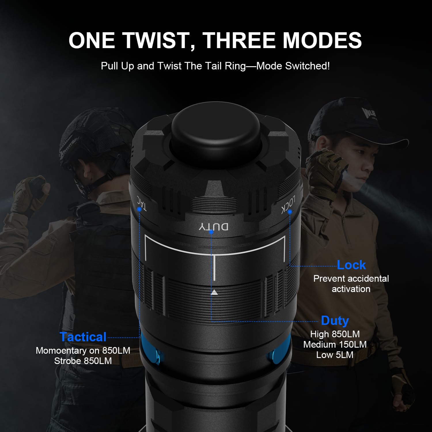 WUBEN T4 Tactical Flashlight Rechargeable, 401M Long Throw, Compact, Black, Aluminum