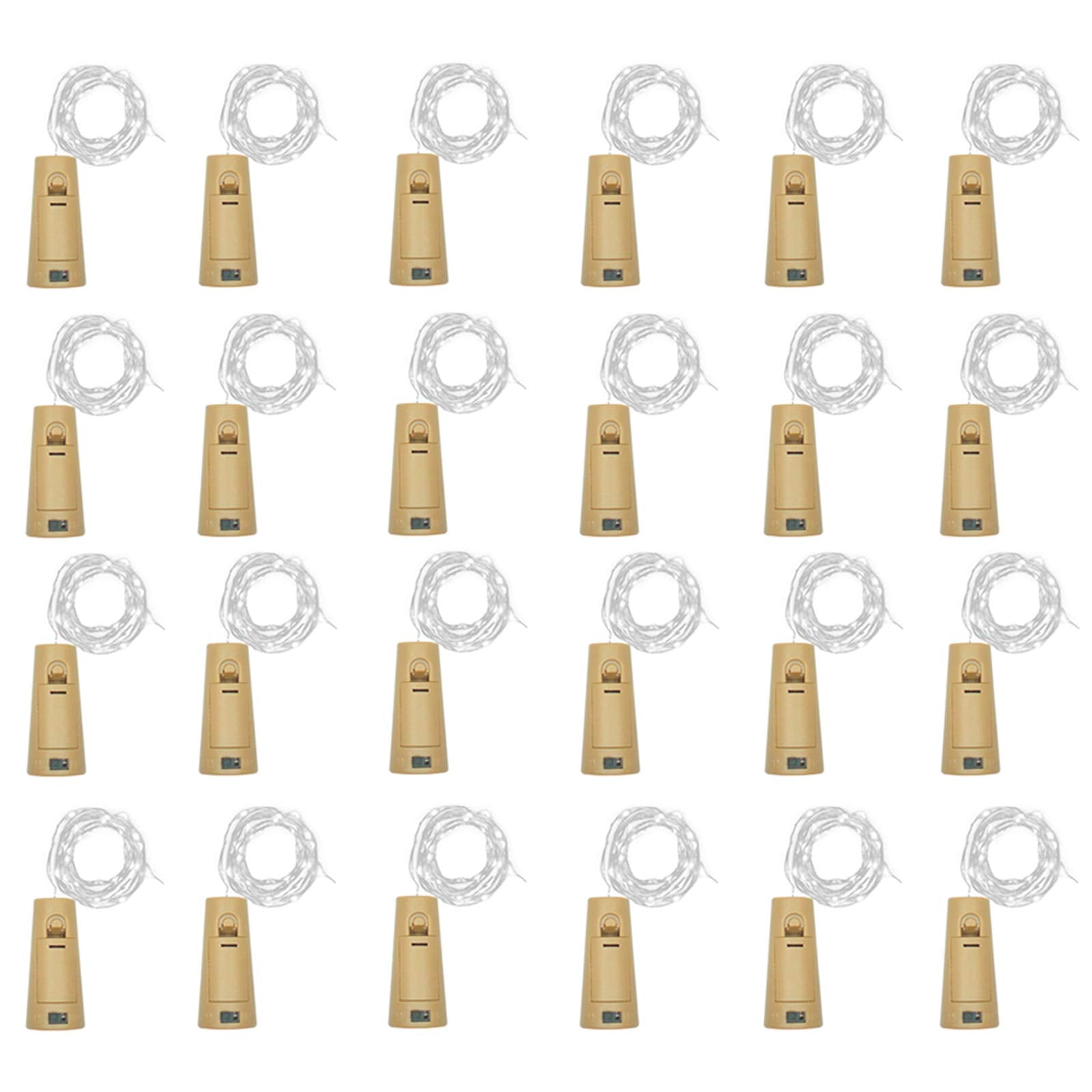 Wine Bottle Lights with Cork, LoveNite Battery Operated 20 LED Cork Shape Silver Wire Colorful Fairy Mini String Lights(No Bottles) for DIY, Party, Decor, Christmas, Halloween,Wedding (24, Cool White)