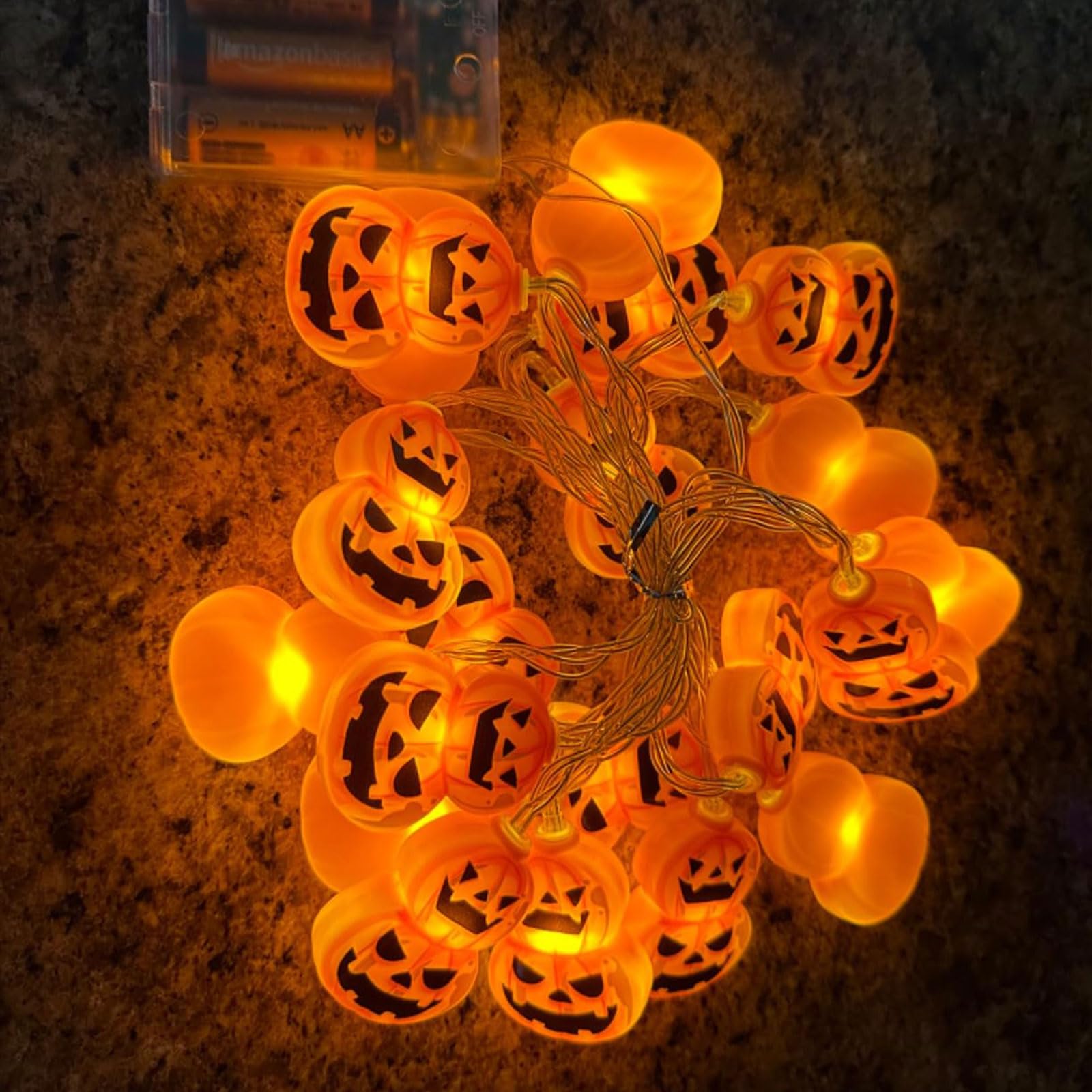 Axiijgl Halloween Decorations 20Led 9.8Ft Pumpkin String Lights Batteries Operated Battery String Lights Outdoor Indoor 2 Layer Orange Pumpkin Halloween Party Decorations