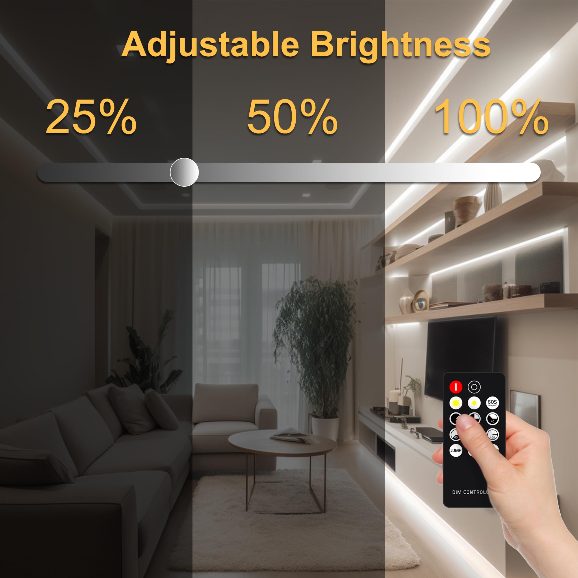 Pandery COB LED Strip Lights, 32.8FT, Dimmable, 6000K Cool White, DC24V, Model P3-5-10MCOB-KIT,