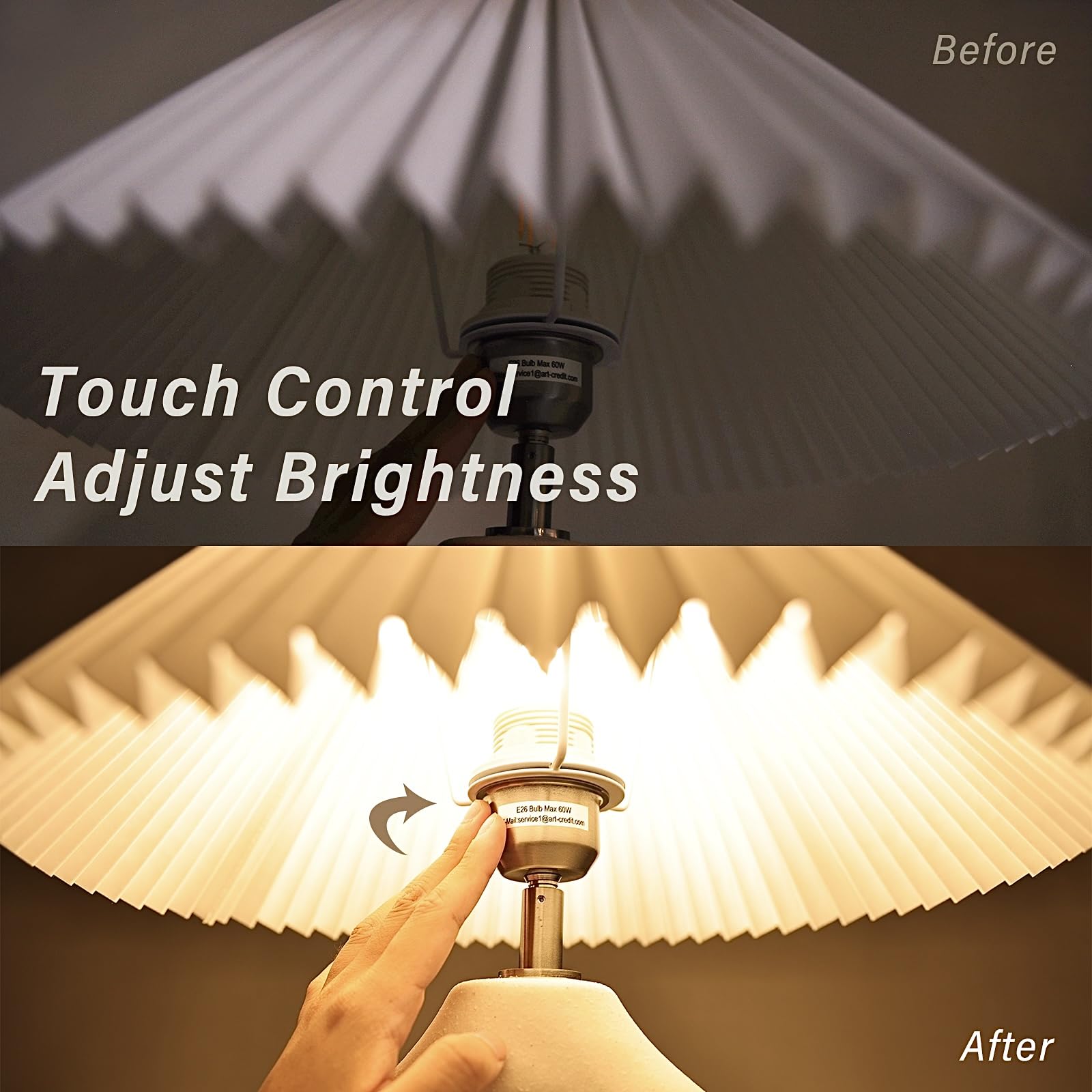 Artcredit Pleated Ceramic Table Lamp For Bedroom 3 Way Dimmable With Usb Port & 3W Led Touch Control Modern Lamp With Ceramic Ba