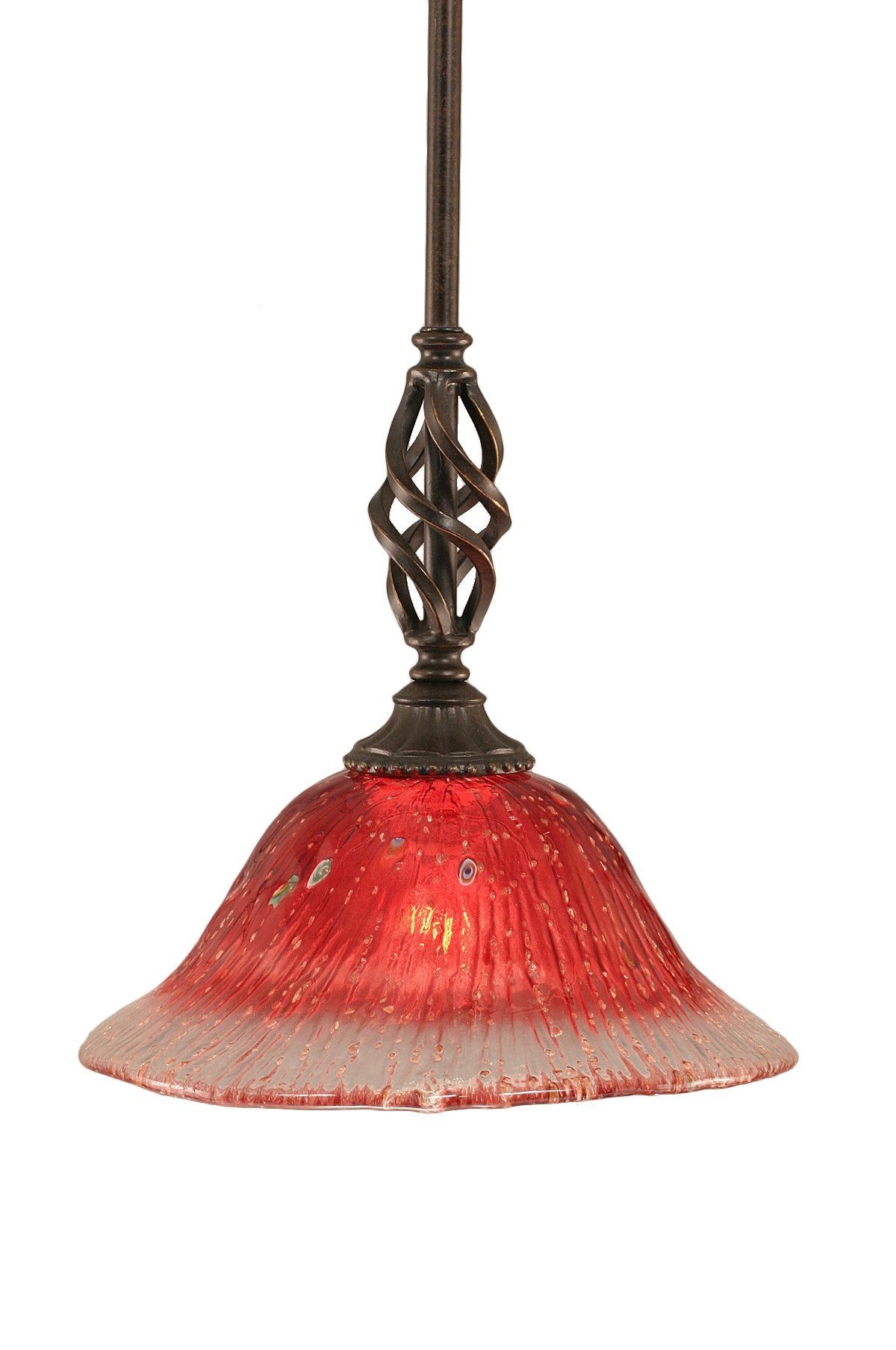Toltech Lighting 80-DG-736 10-Inch Elegante Mini-Pendant Dark Granite Finish with Raspberry Crystal Glass Shade