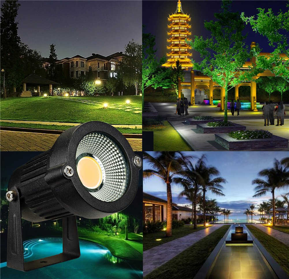 Z Outdoor Landscape LED Lighting 5W Waterproof COB Spotlights, Warm White, 3500K, Aluminum, 2 Packs