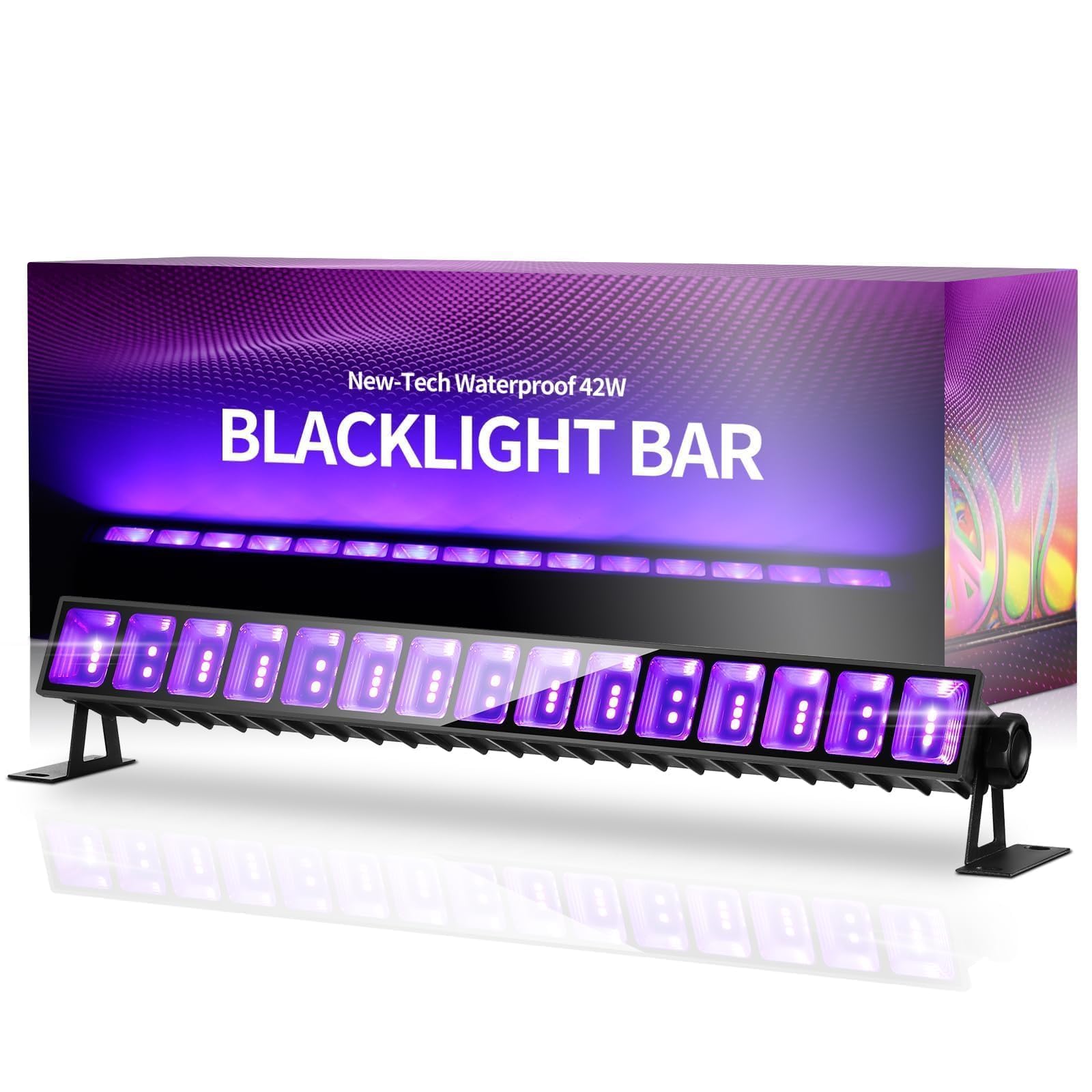 Thecham 42W Led Black Light Bar - Waterproof, 6Ft Cord, Ideal For Glow Parties & Halloween