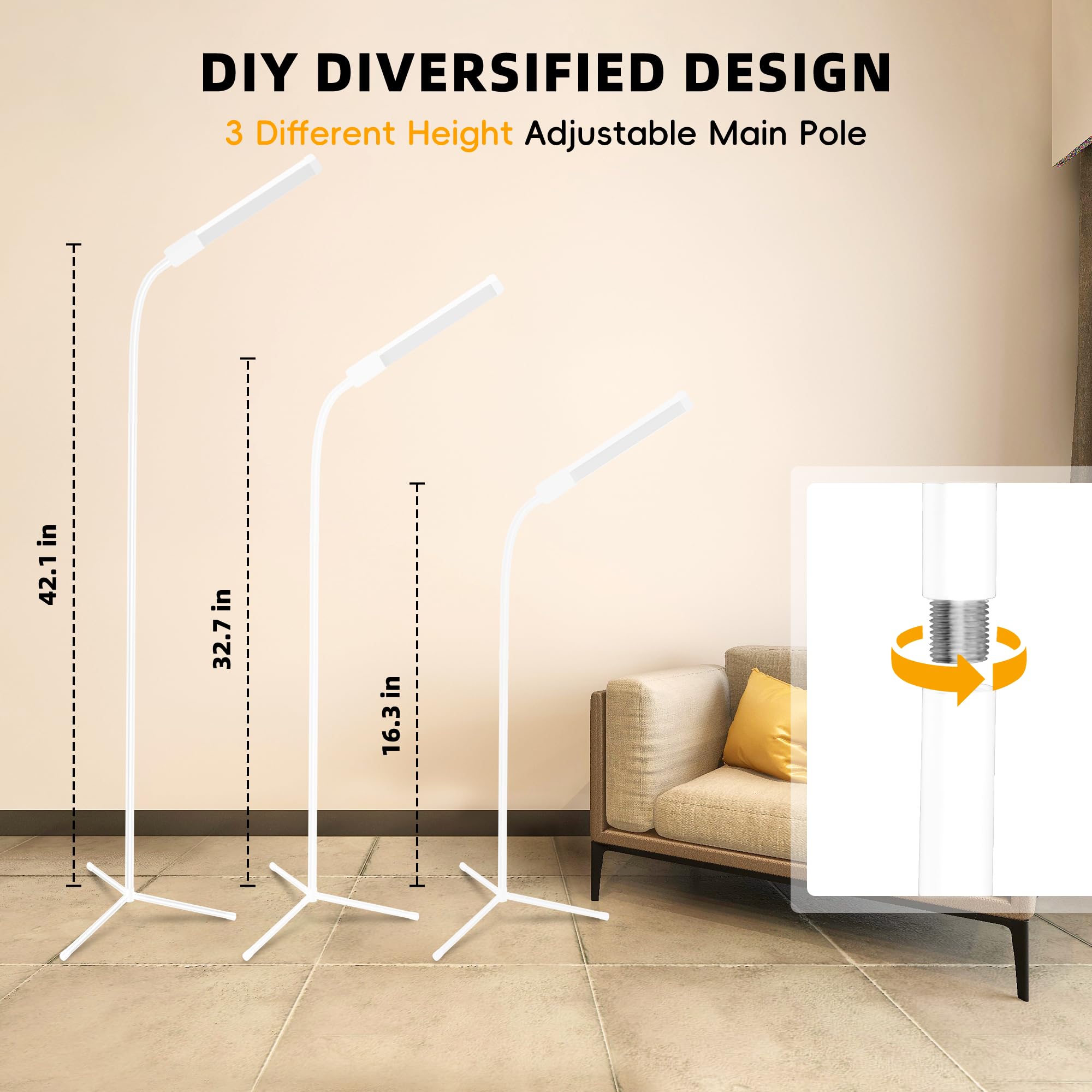 Hanaking Floor Lamp, Bright Led Lash Lamp For Eyelash Extensions, Dimmable Brightness And 3 Color Lash Light, Adjustable Height