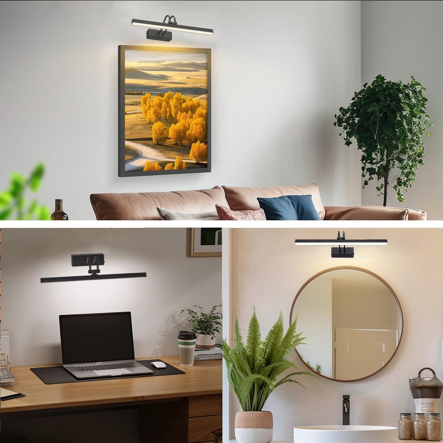 Funchday Picture Light Rechargeable, Wireless Picture Lights For Wall With Remote, 280Lm Dimmable Timer Set Gallery Light, 13Inc