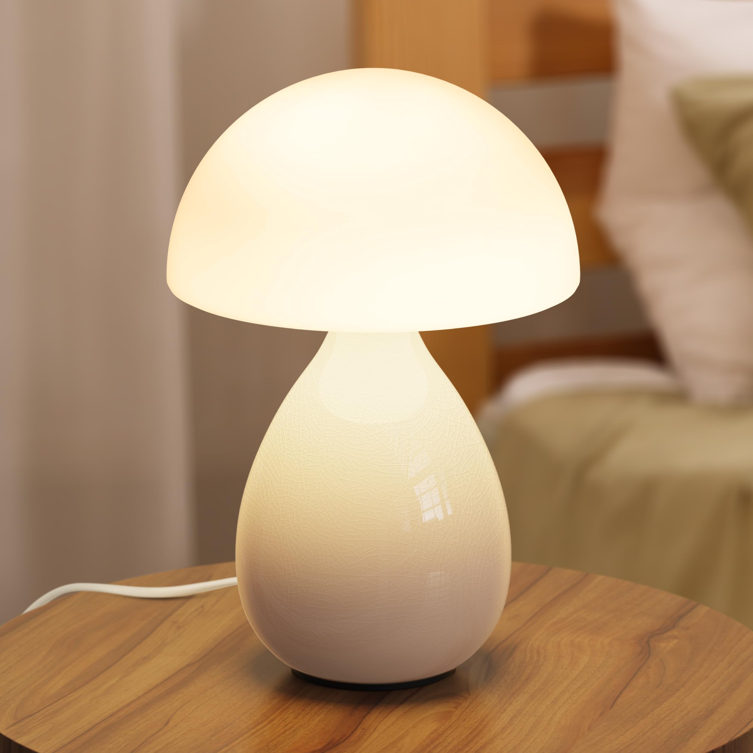 Vanbolon Mushroom Lamp Small Vintage Table Light, Mini Modern Lamp Bedside Nightstand Light, Small Light Dimmable For Bedroom, L