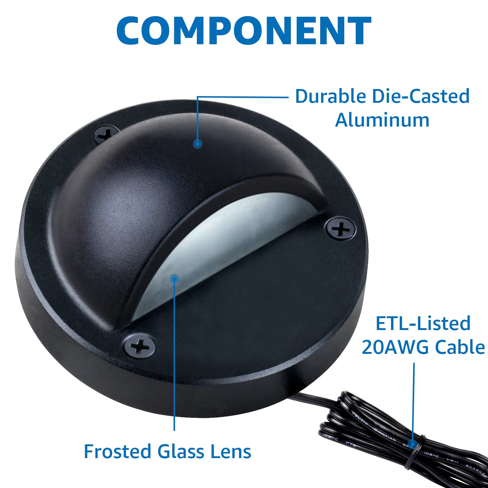 Sunvie 5W Led Low Voltage Deck Lights, 12-24V Ac/Dc Outdoor Deck Lights With Fastlock2 Wire Connectors, 3000K Low Voltage Landsc