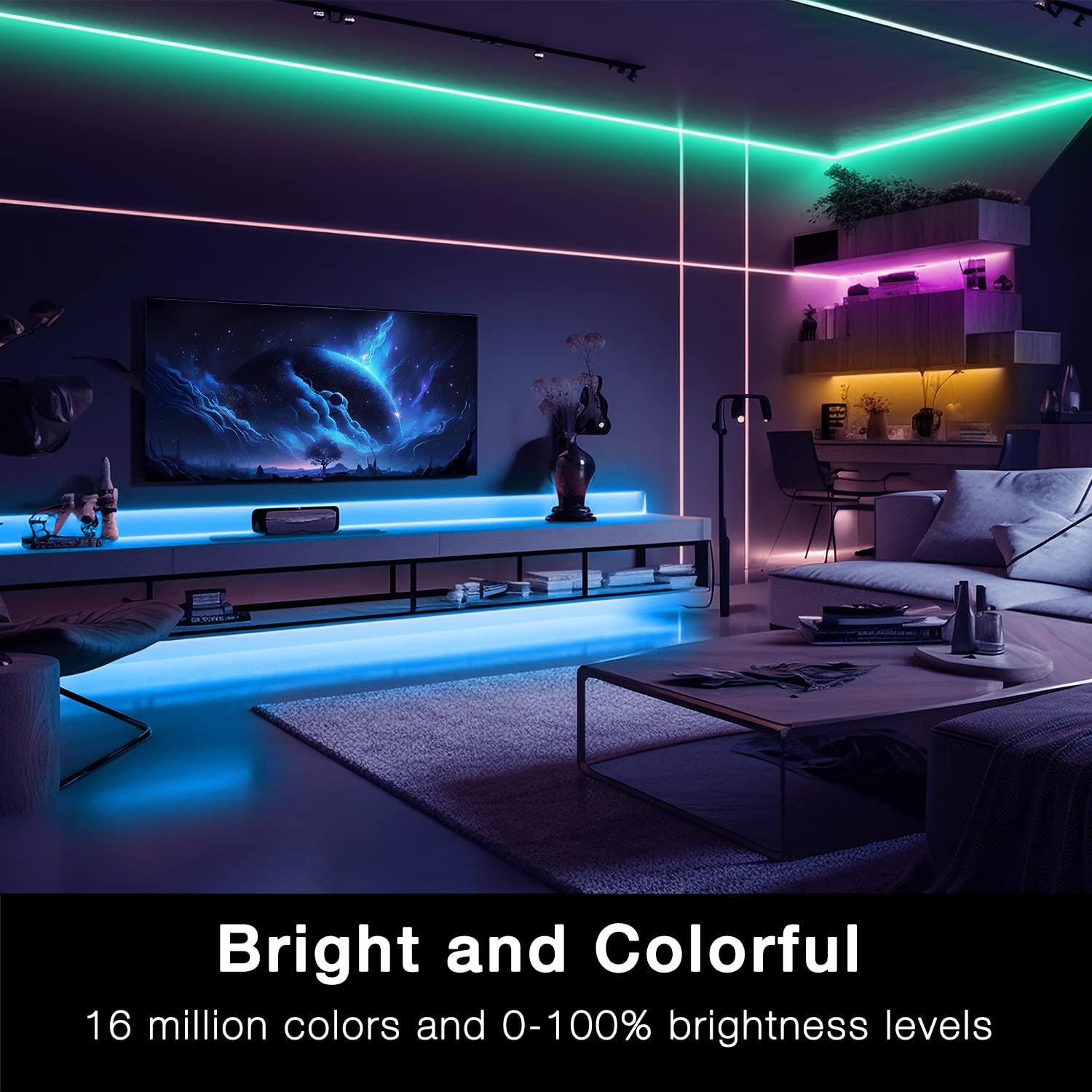DAYBETTER Smart WiFi LED Strip Lights, 50ft, Multicolor, Tuya App Controlled, Works with Alexa & Google Assistant, Model FLSL501115WIFITY