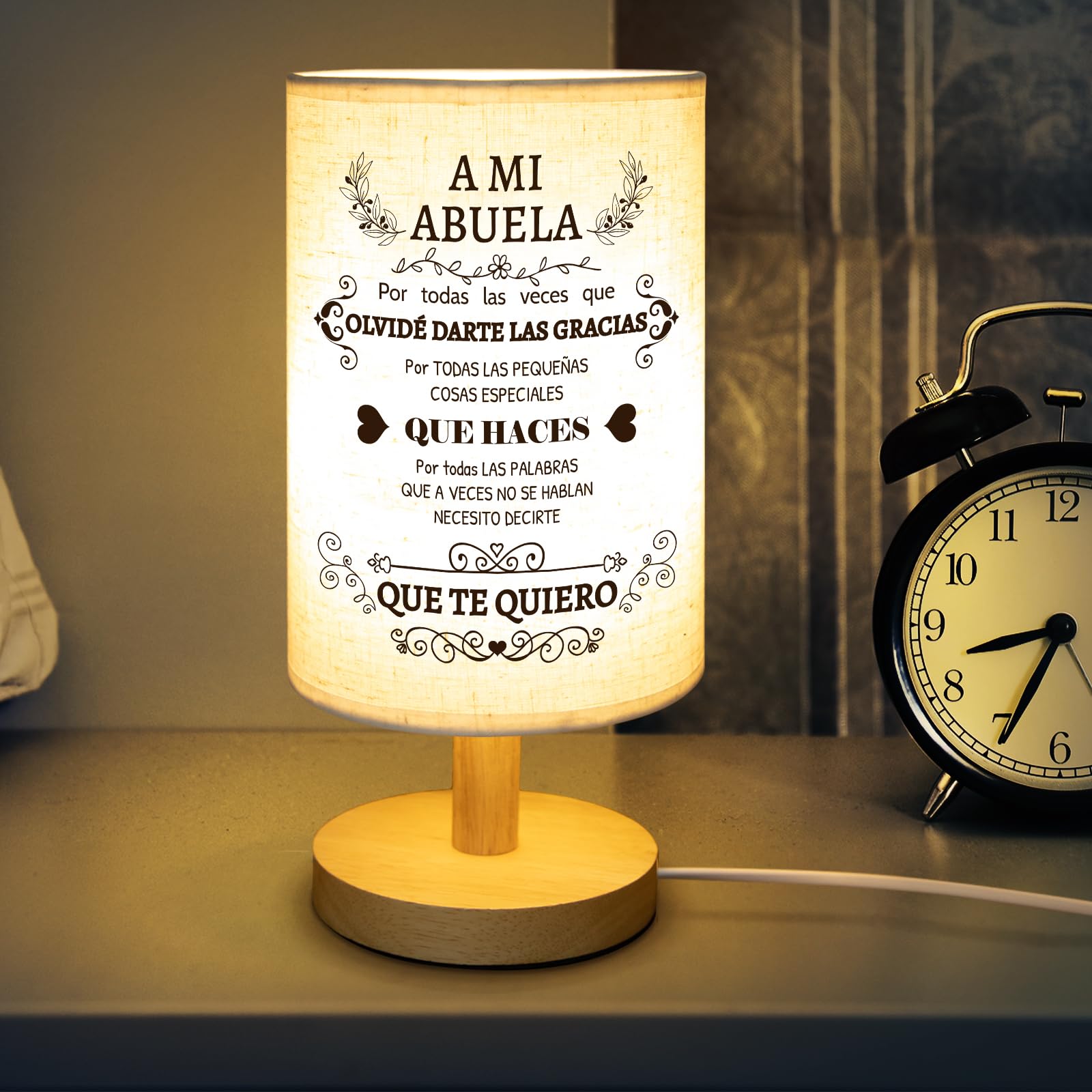 Souhoney Abuela Gifts Grandma Birthday In Spanish  Birthday Christmas Grandmother Gifts In Spanish For Grandma Lamp Mothers Day Fabric Desk Lamp Home Decor