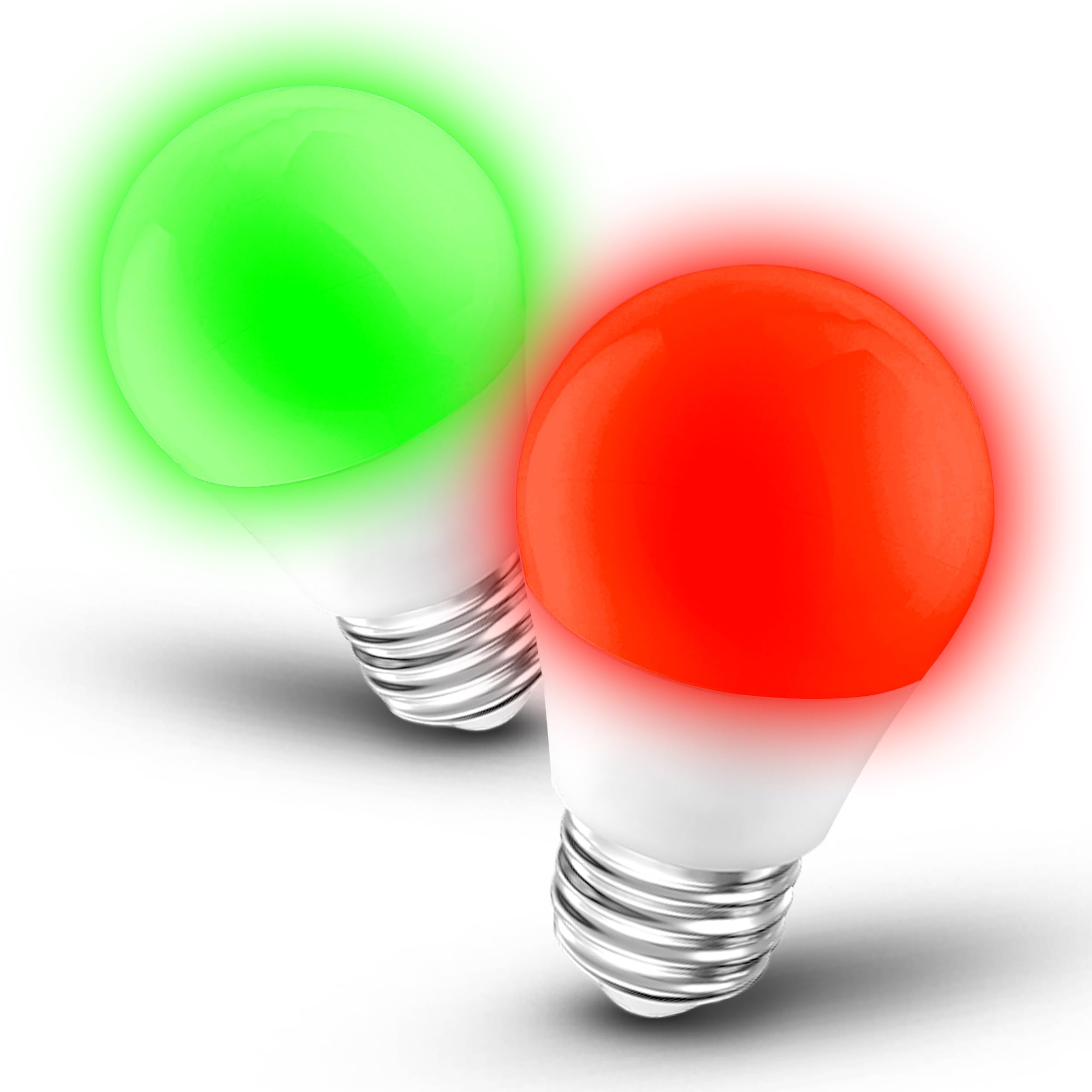 Red Green Light Bulbs 25w-40w Equivalent, 120V 3W Christmas Light Bulb, E26 Red Light Bulbs Green Light Bulb for Christmas Hallo