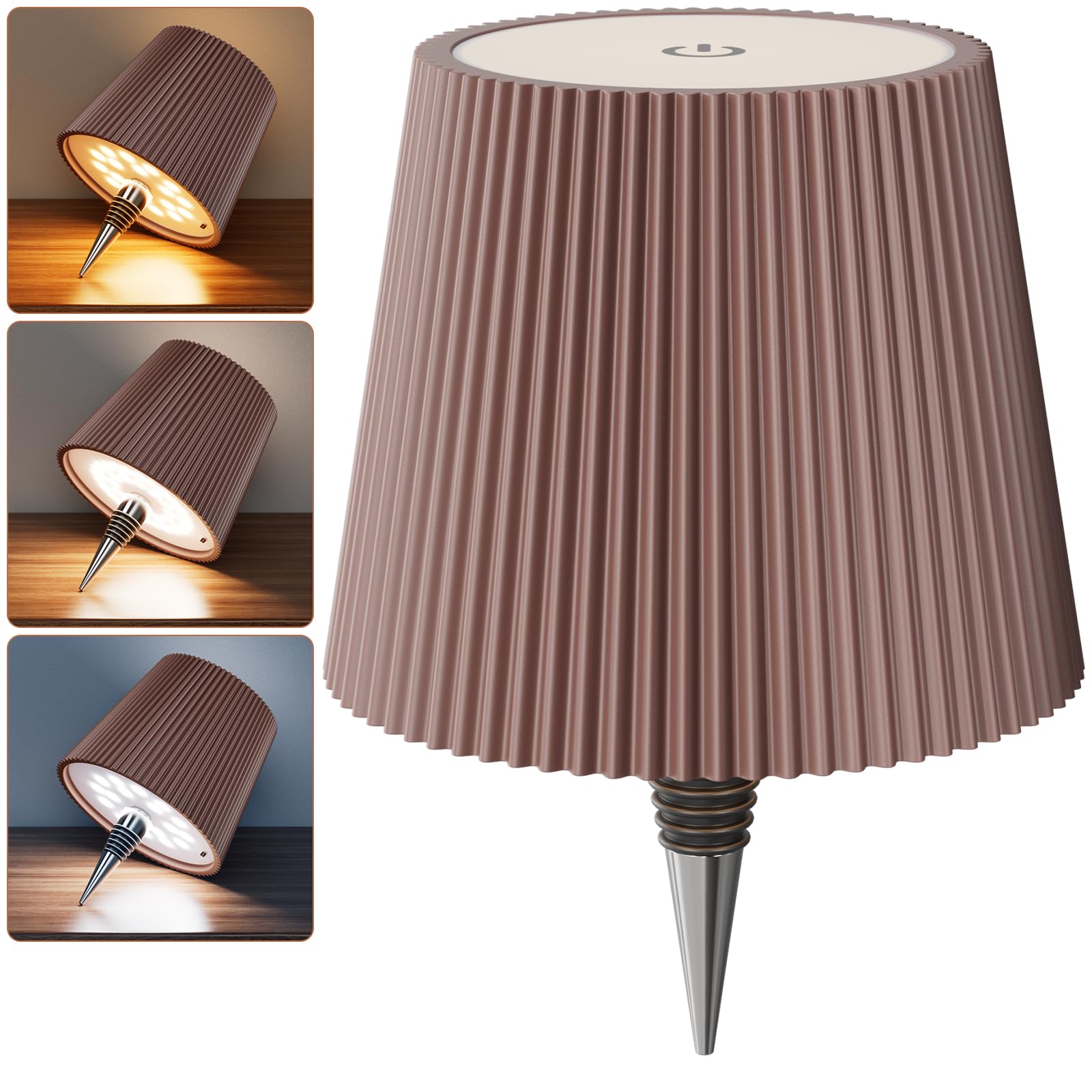nulmvic Wireless Bottle Lamp  2026 New 3 Color Rechargeable Beverage Bottle Lights for Home Bars Restaurants (Reddish Brown)