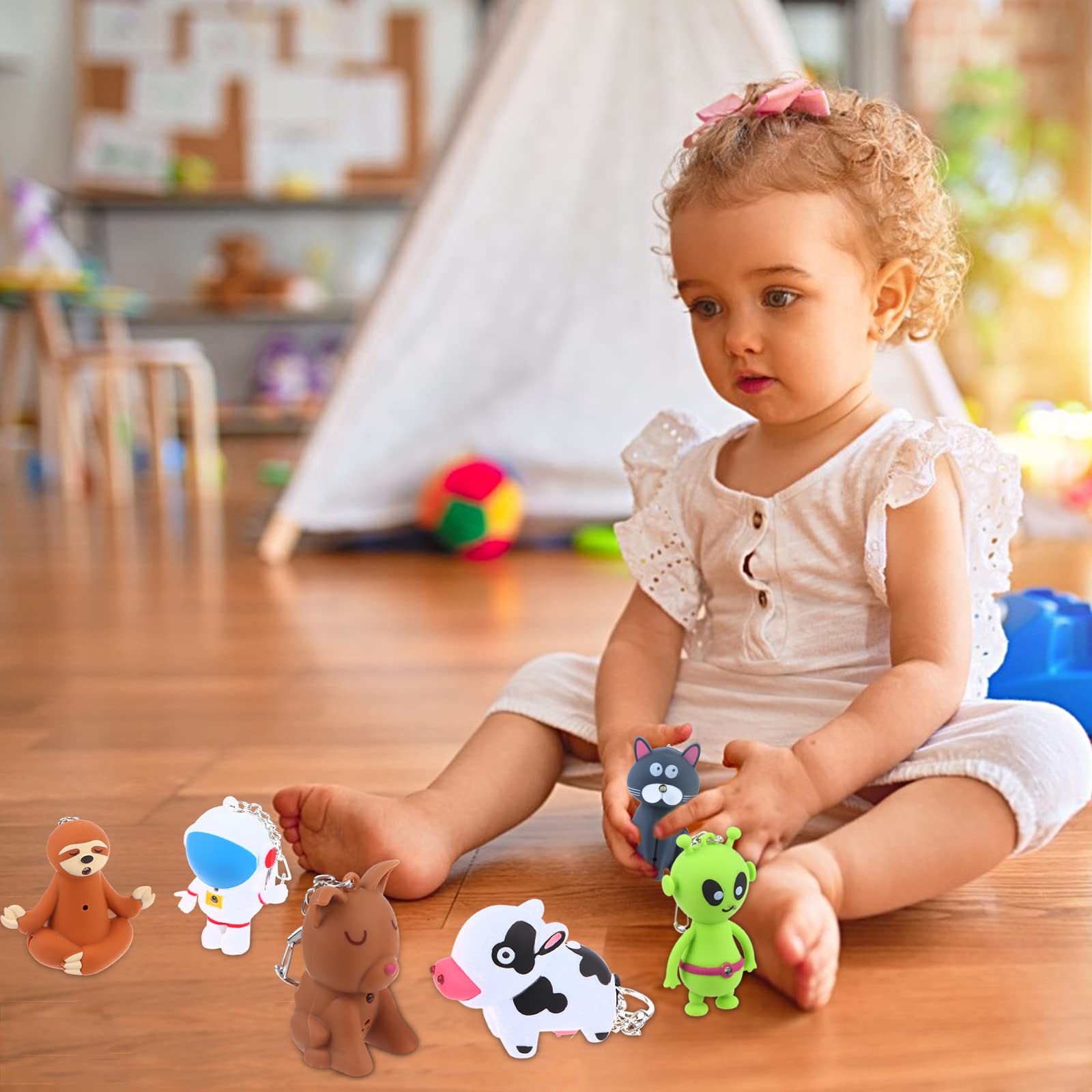 9 Pieces Nurse Flashlight Pediatric, Nurse Flashlight Keychain, Animal Flashlight Puppy Keychain Lion Cow Sloth Cat Astronaut Rocket Flashlight Keychain Pen Lights For Nurses Badge Reel, 9 Styles