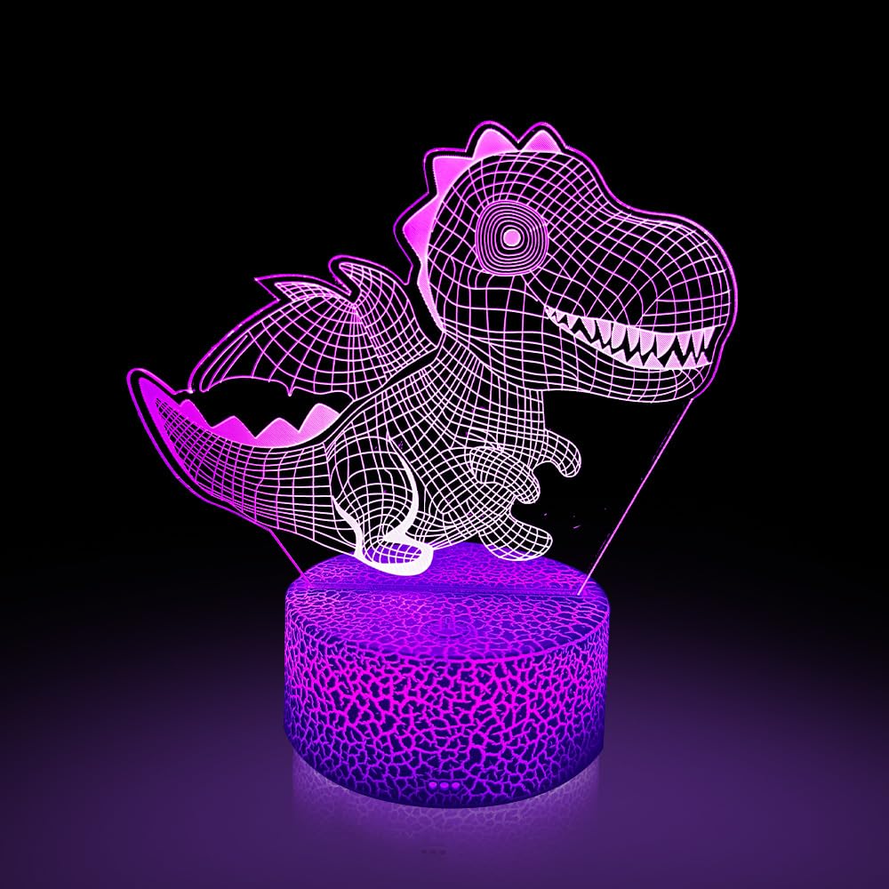BringLED Dinosaur 3D LED Night Light - Remote Control, Multi-Color Changing - USB or Battery Powered, 3D Illusion LED Bedside La