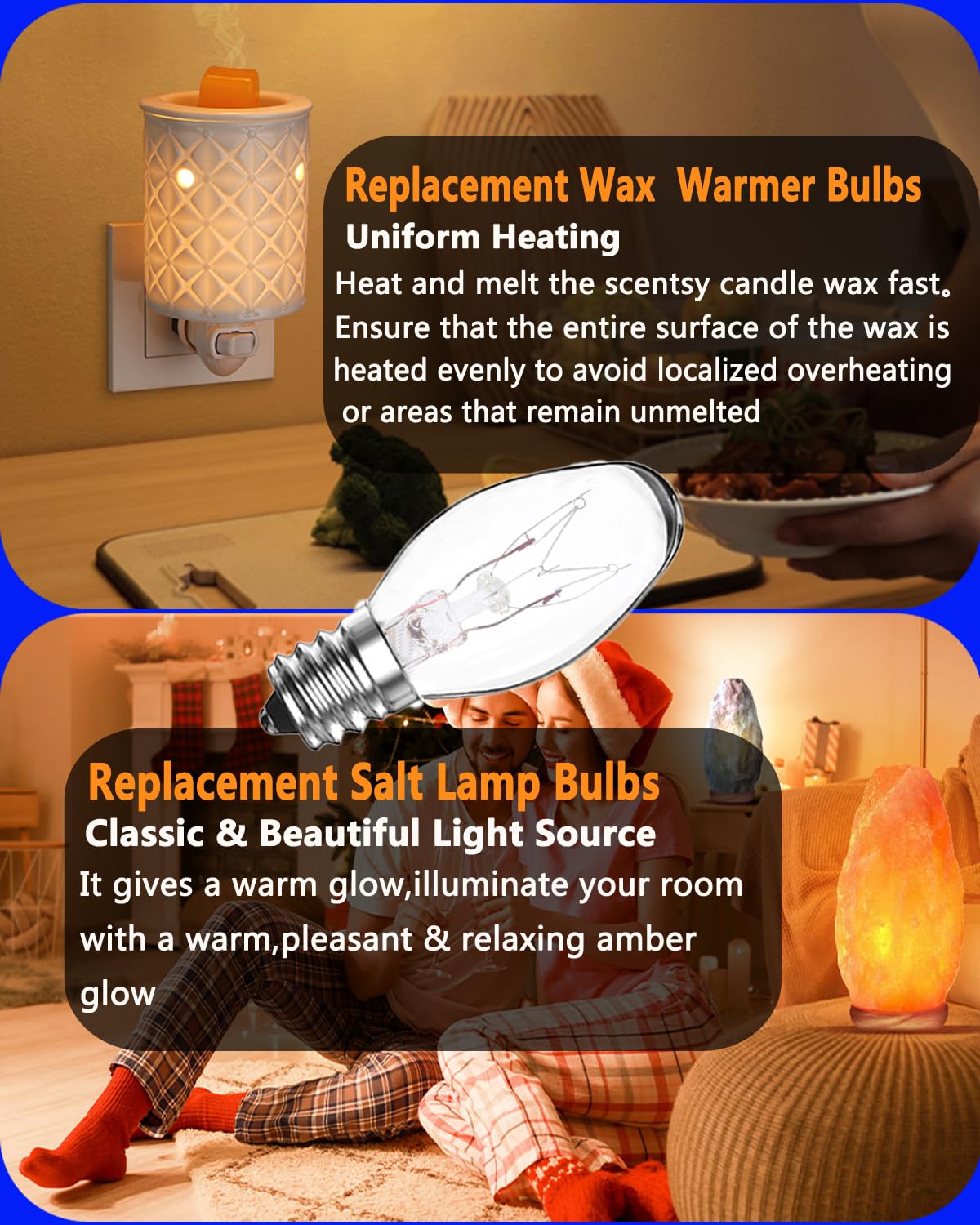 Snnalosses 15W C7 Wax Warmer Bulbs - Warm White, Dimmable, 12 Count for Scentsy, Himalayan Salt Lamps, Plug-in Diffusers
